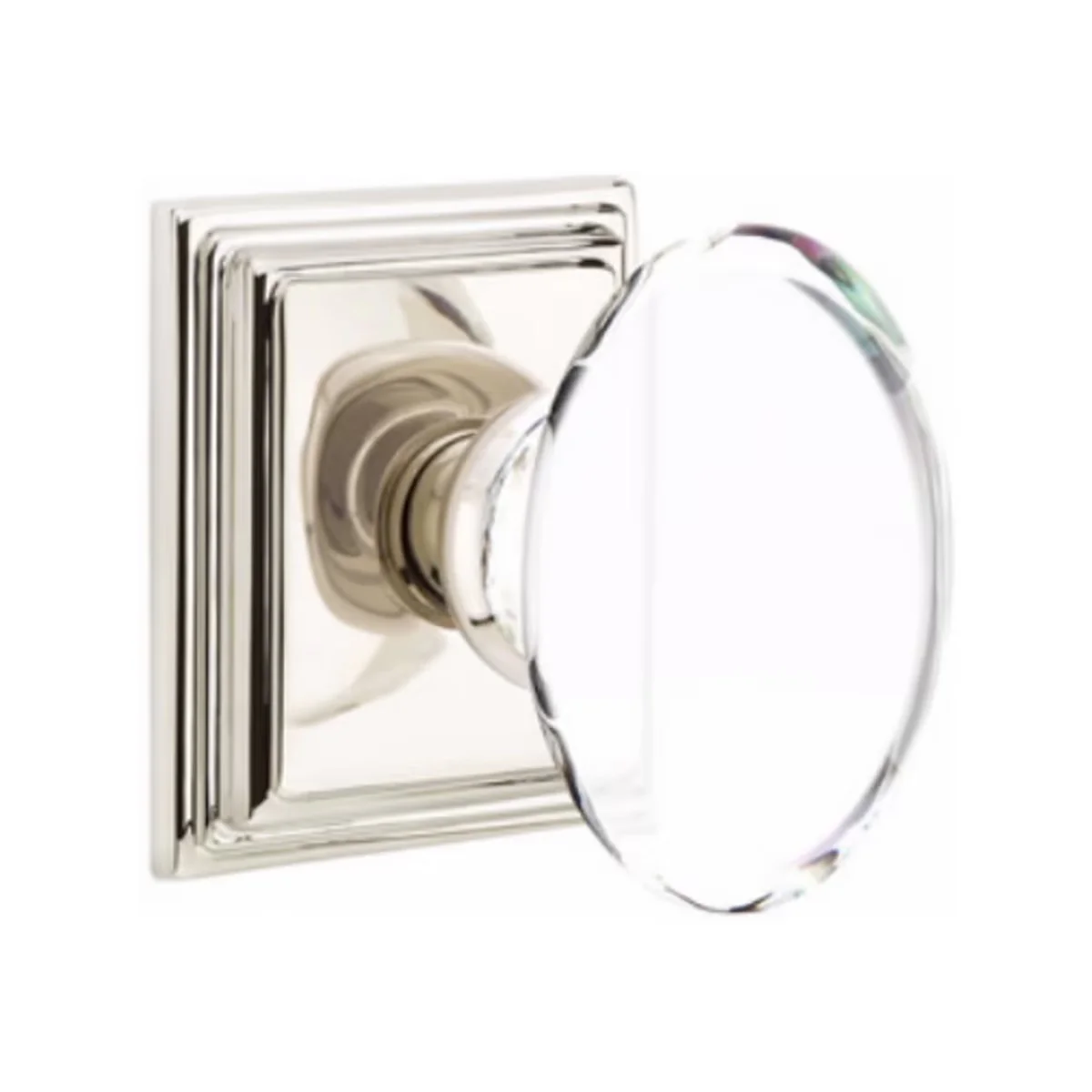 HAMPTON GLASS (HT) DUMMY (PAIR) KNOB WITH TRADITIONAL ROSETTE - Omega Custom Fabrication LLC
