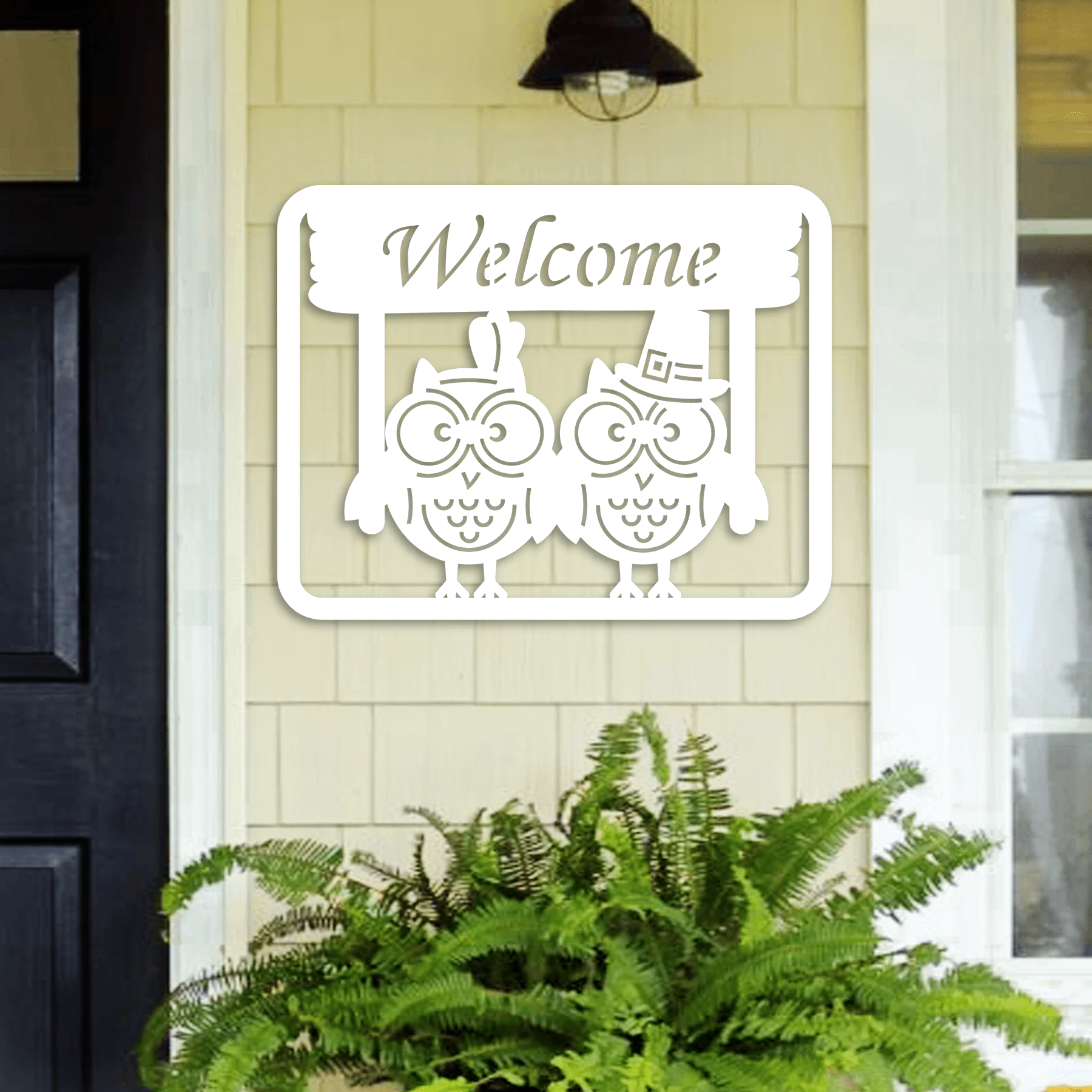Owl Welcome Sign - Omega Custom Fabrication LLC