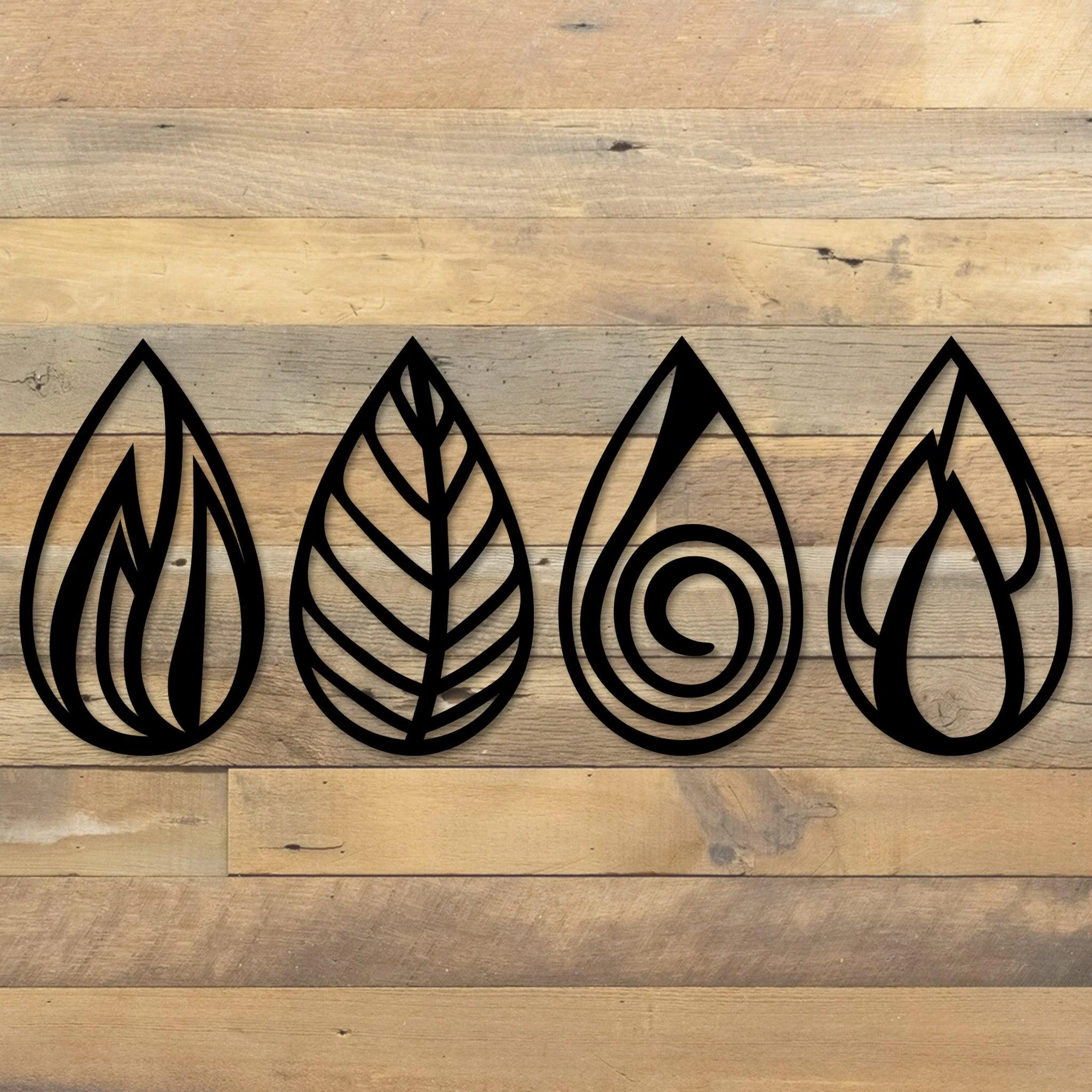 Metal Four Elements Teardrop Wall Art - Omega Custom Fabrication LLC