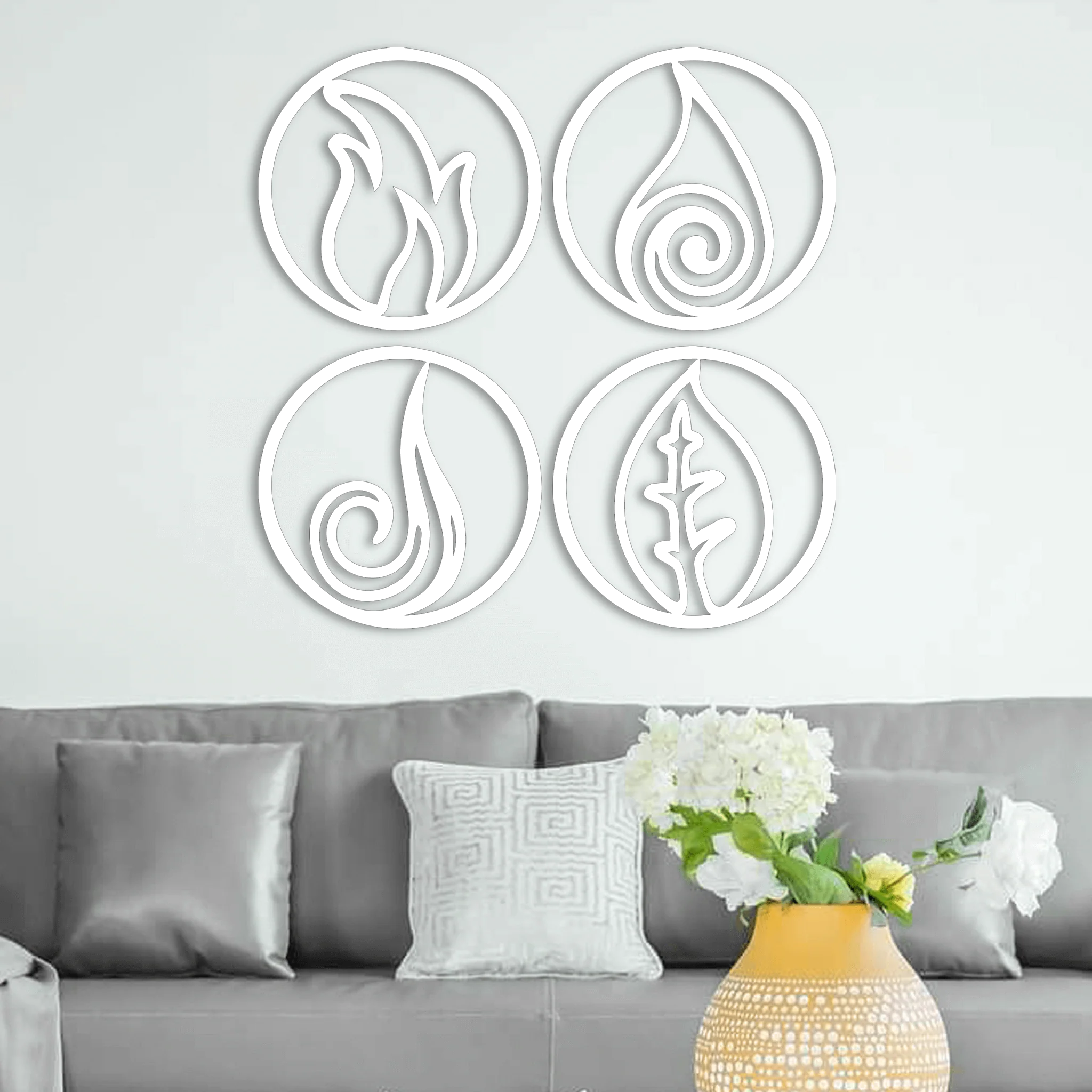 Four Elements - Round Metal Art - Omega Custom Fabrication LLC