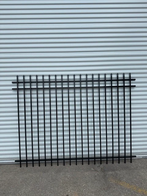 Metal Fence Pressed Point Powder Coated 6 ft. x 8 ft. Pickets 3/4 Three Rails - Omega Custom Fabrication LLC