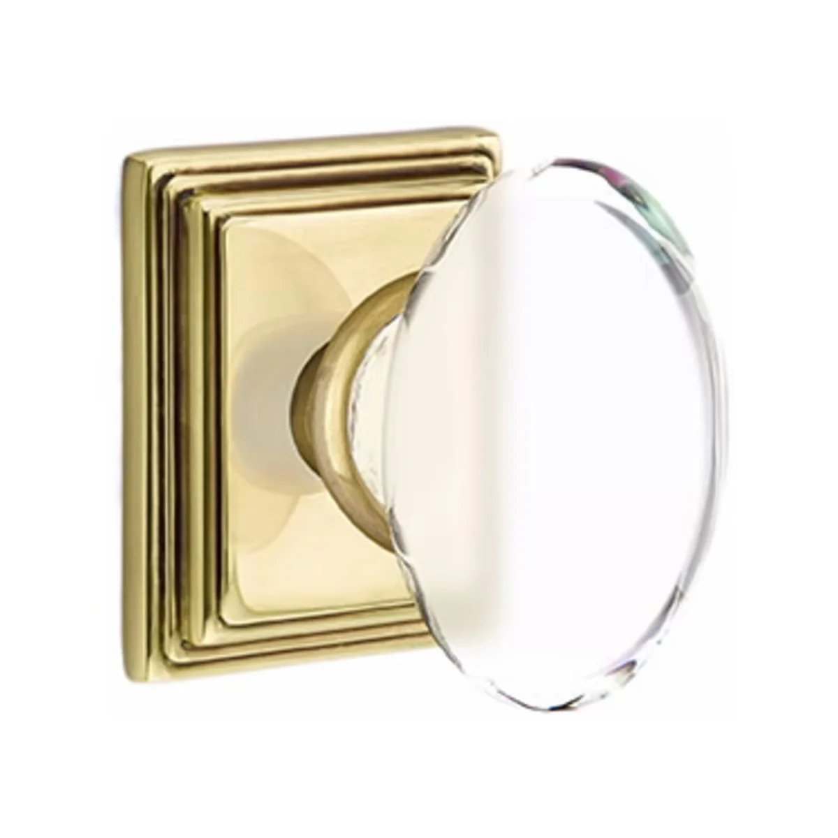 HAMPTON GLASS (HT) DUMMY (PAIR) KNOB WITH TRADITIONAL ROSETTE - Omega Custom Fabrication LLC