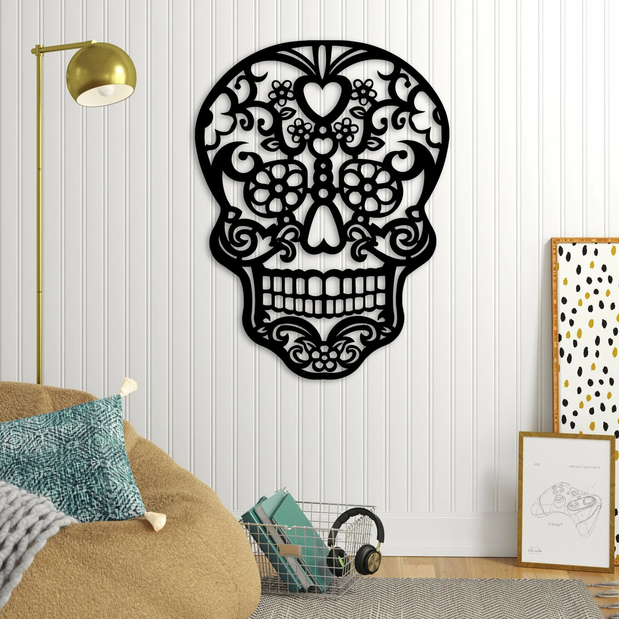 Day of the Dead Skull Metal Wall Decor - Omega Custom Fabrication LLC
