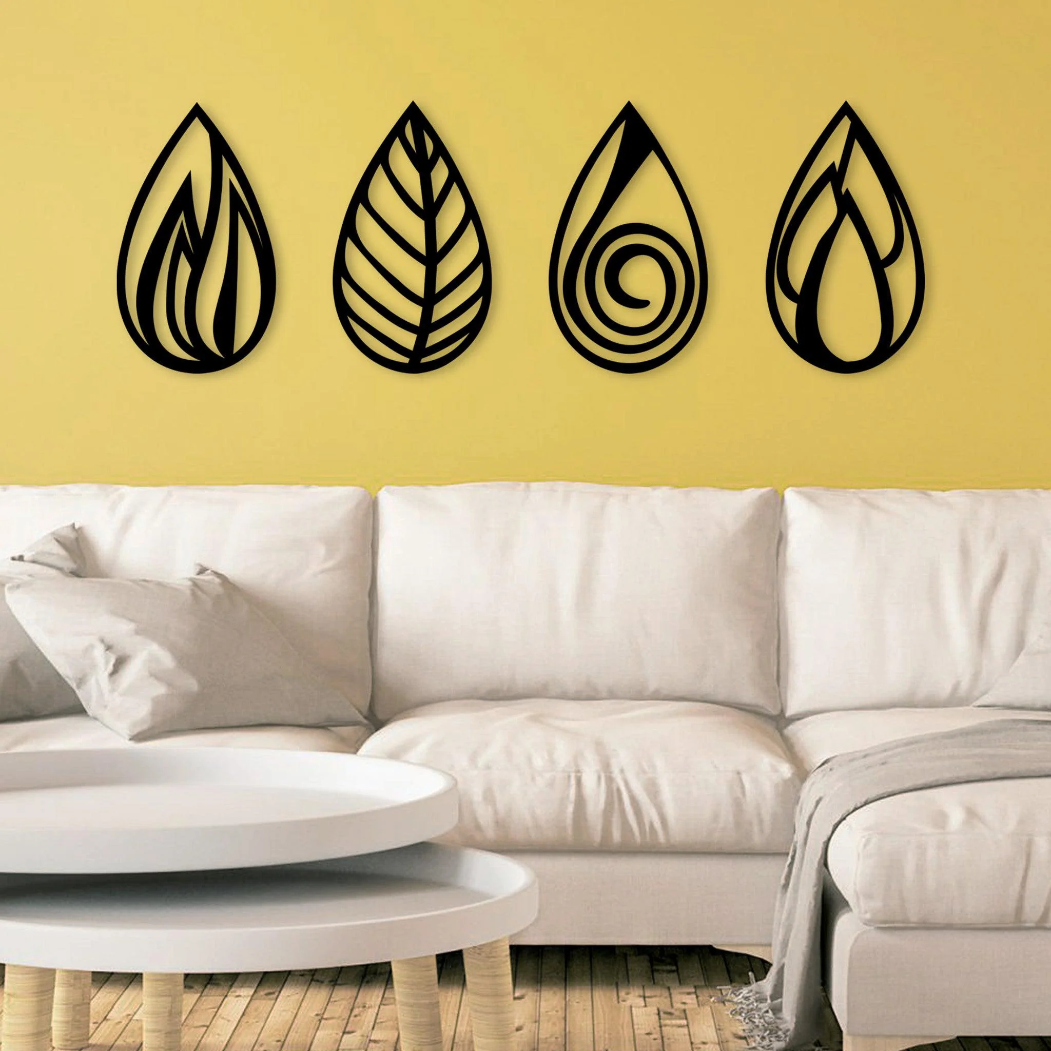 Metal Four Elements Teardrop Wall Art - Omega Custom Fabrication LLC