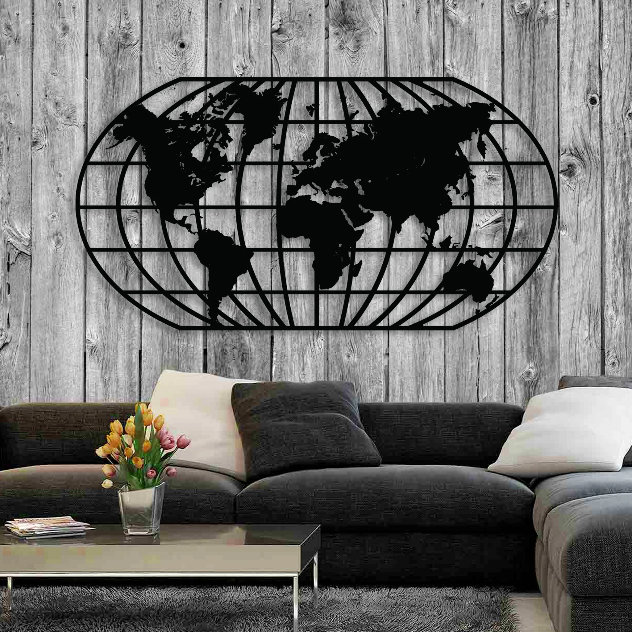 World Map Metal Wall Art - Omega Custom Fabrication LLC