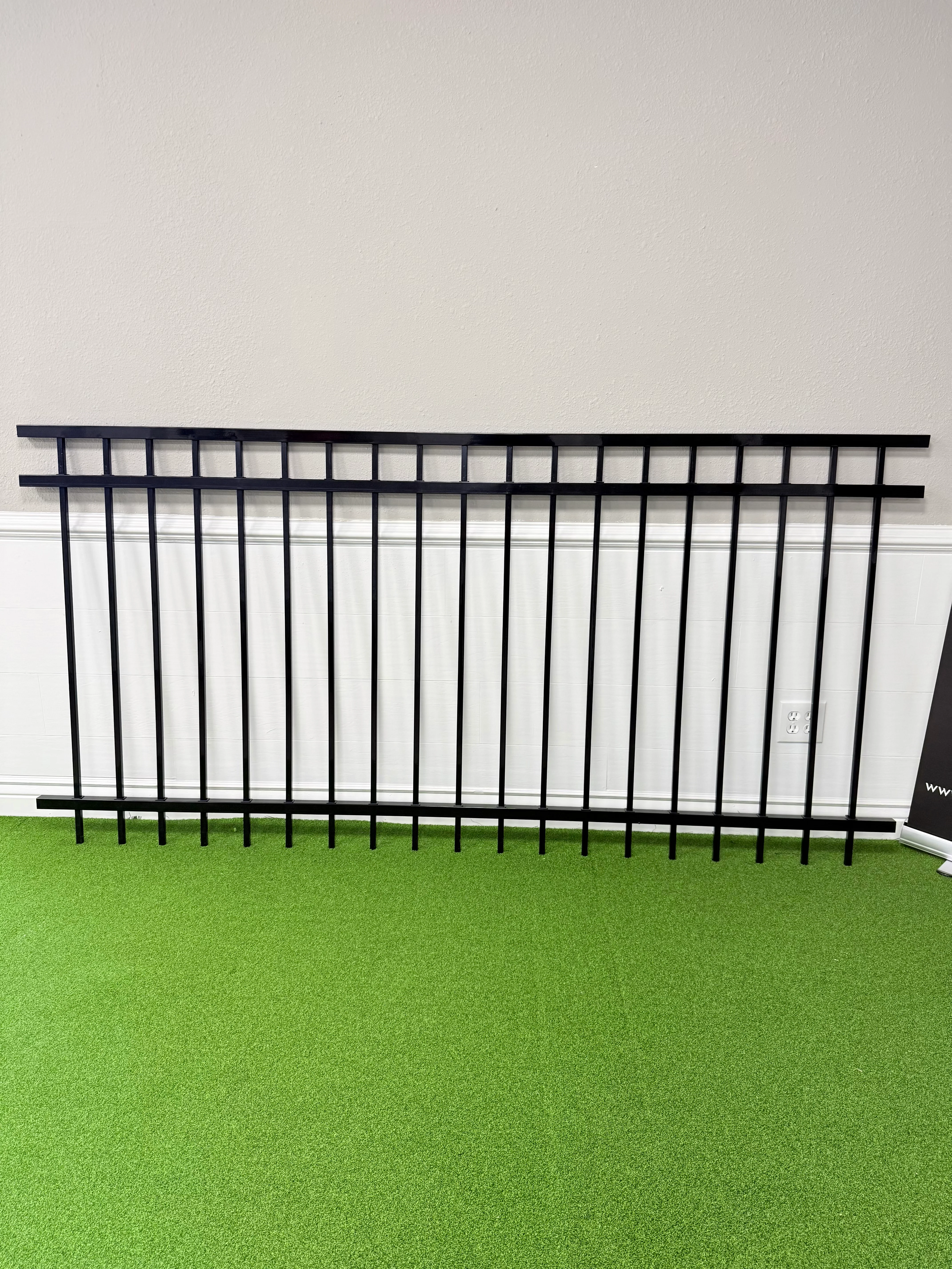 3-Rail Ornamental Steel Flat Top Fence Panel, Rackable - Omega Custom Fabrication LLC