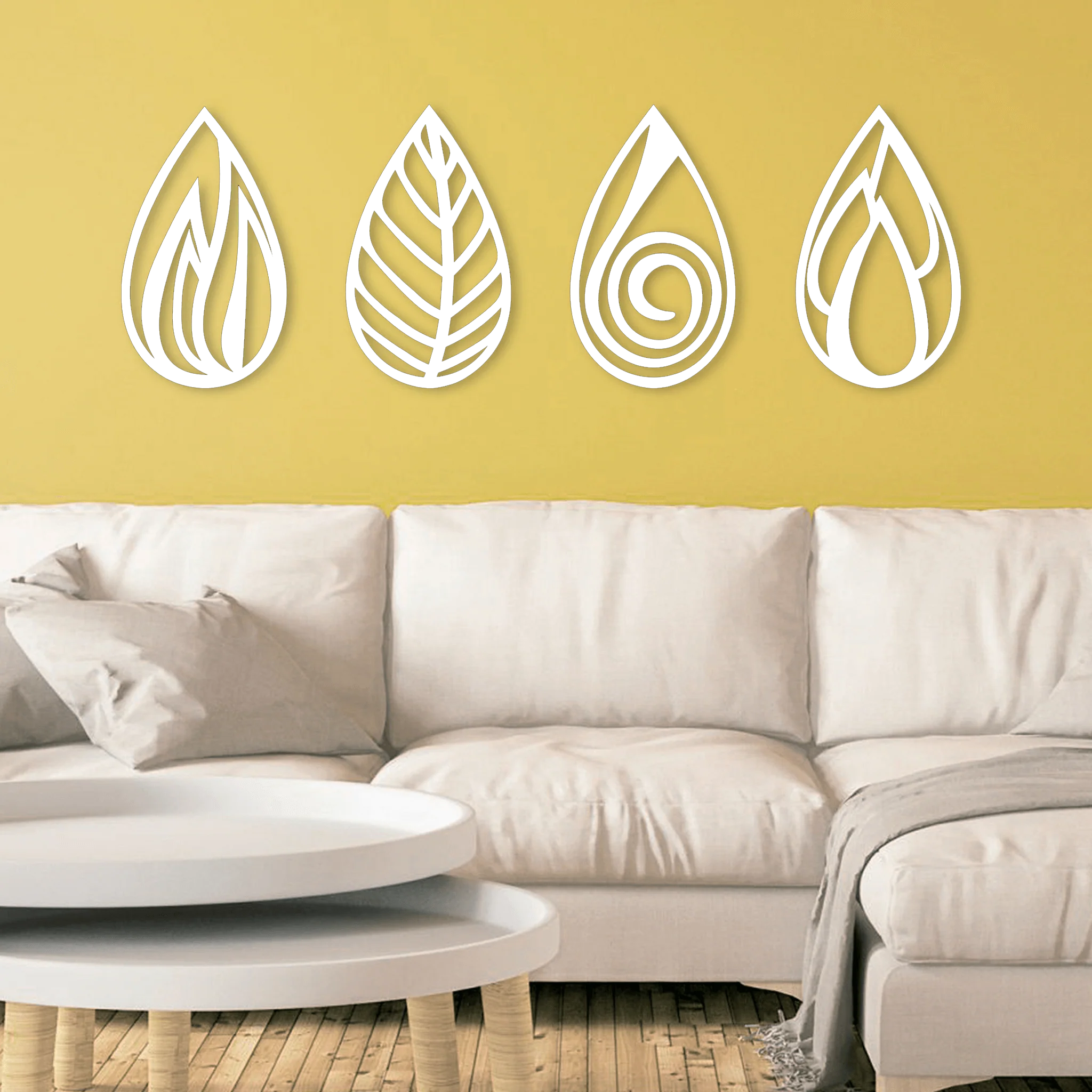 Metal Four Elements Teardrop Wall Art - Omega Custom Fabrication LLC