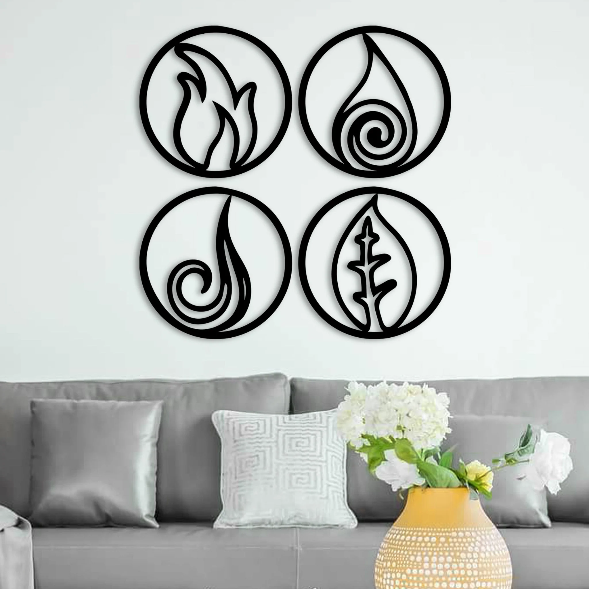 Four Elements - Round Metal Art - Omega Custom Fabrication LLC