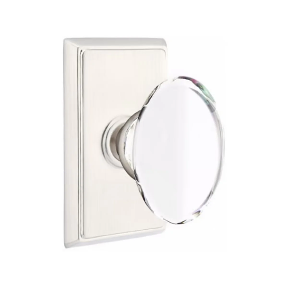 HAMPTON GLASS (HT) DUMMY (PAIR) KNOB WITH TRADITIONAL ROSETTE - Omega Custom Fabrication LLC
