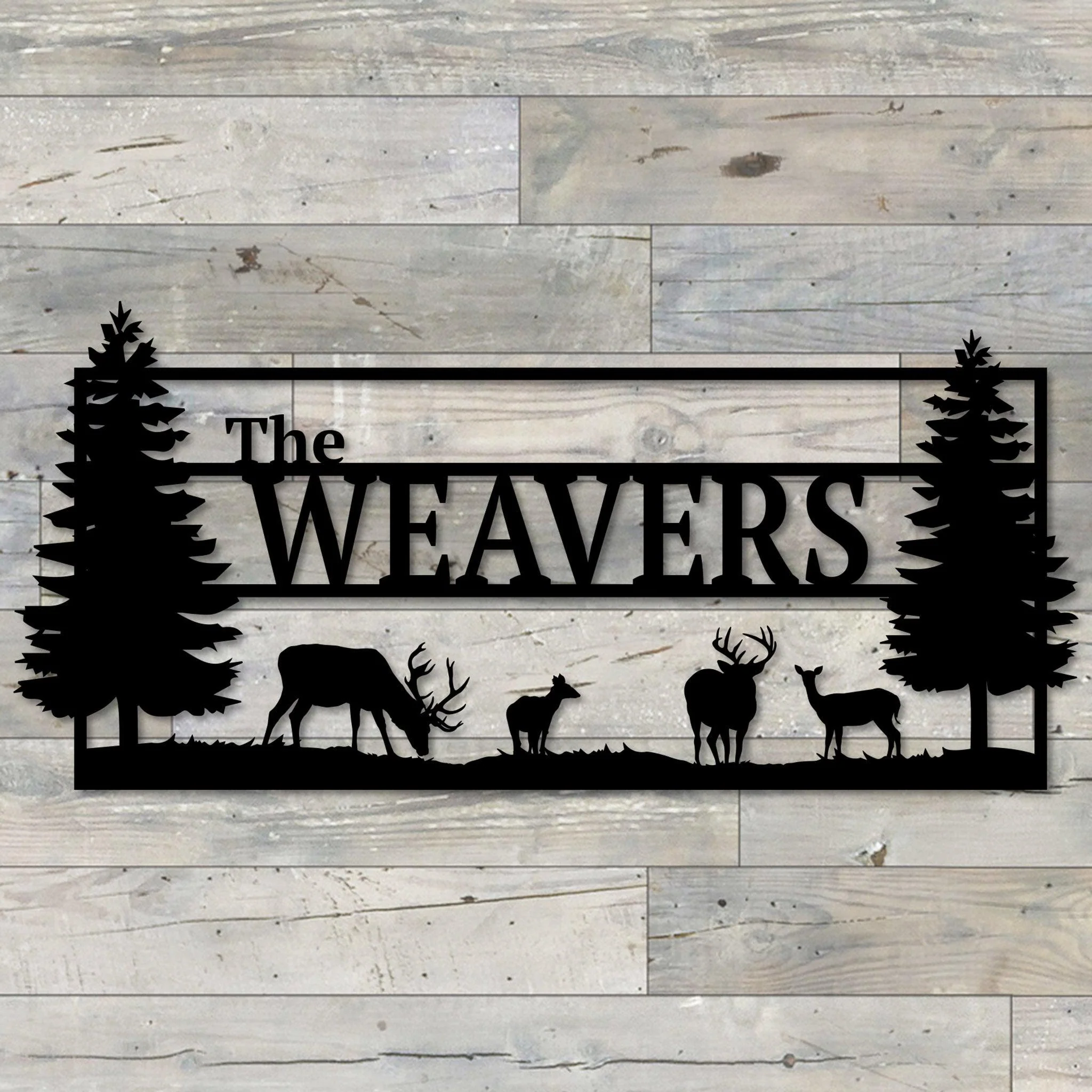 Custom Deer Metal Art With Family Name - Omega Custom Fabrication LLC