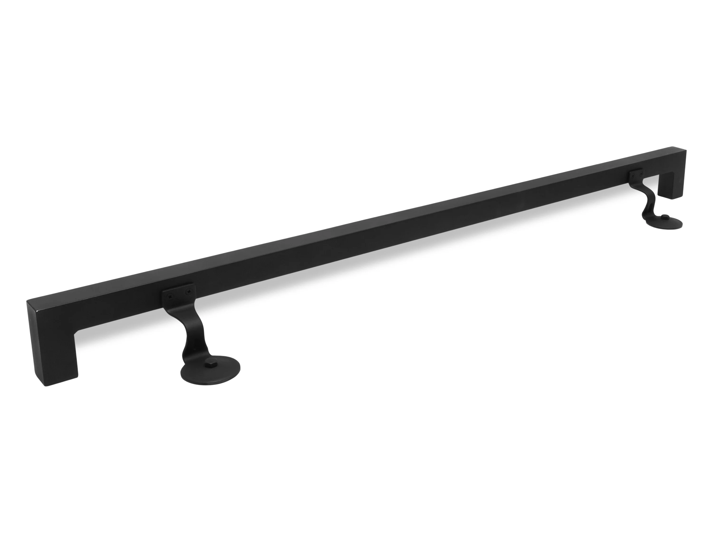 Modern Wrought Iron Handrail - Custom Made, 1.5'' x 1.5'' Square Elbow Model with Flat Black Finish - Omega Custom Fabrication LLC
