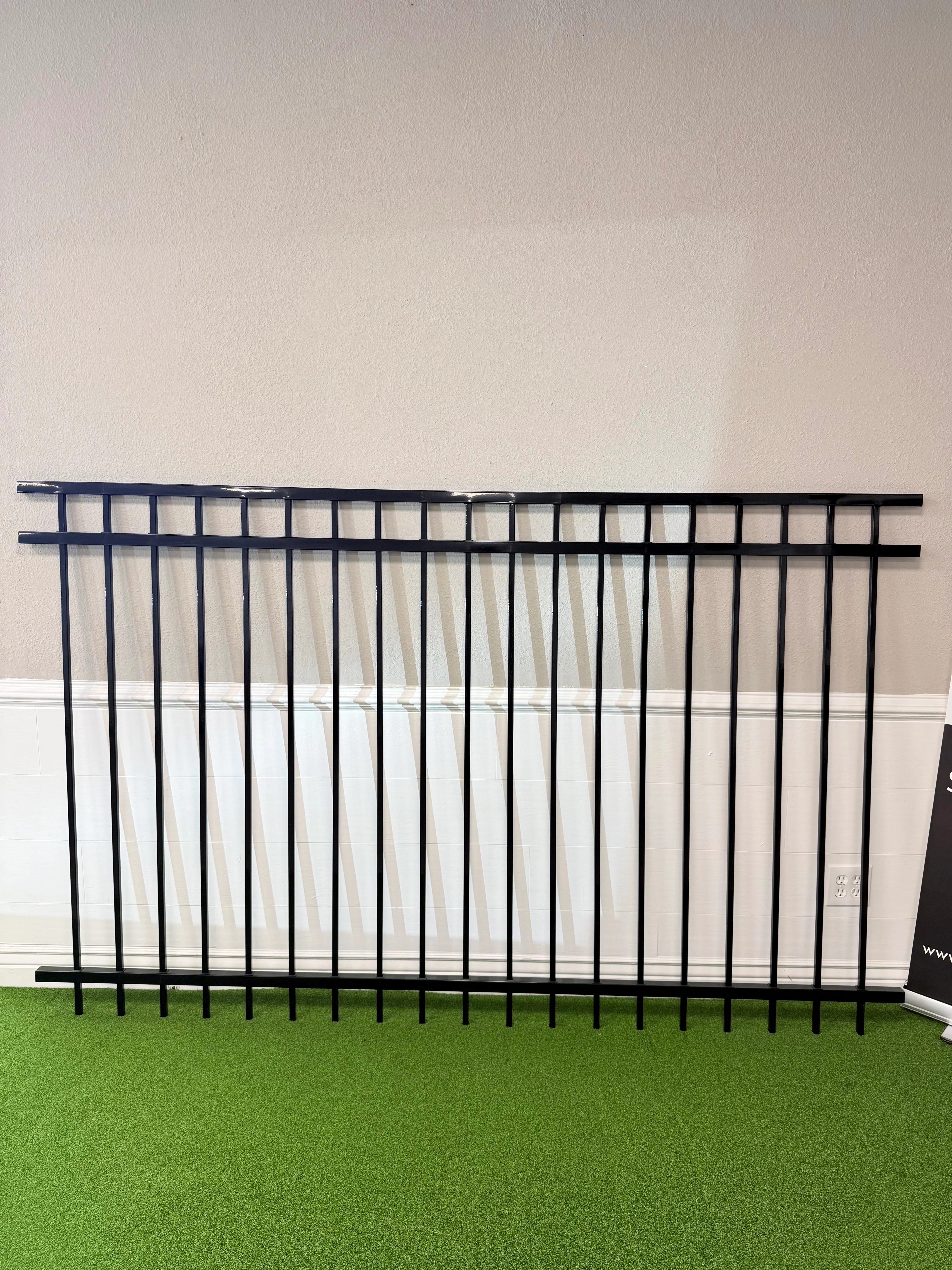 3-Rail Ornamental Steel Flat Top Fence Panel, Rackable - Omega Custom Fabrication LLC
