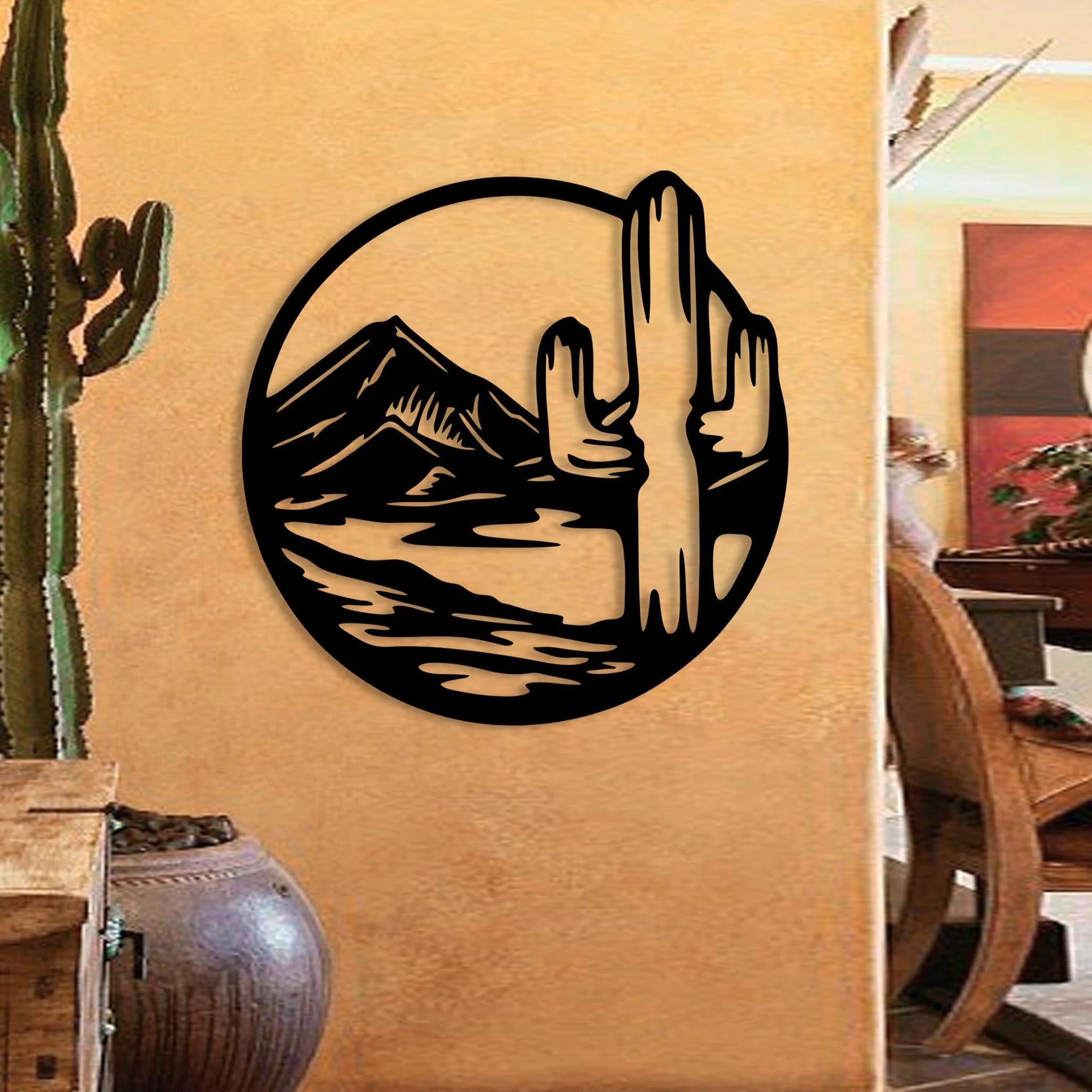 Desert Cactus Scene Metal Wall Art - Omega Custom Fabrication LLC