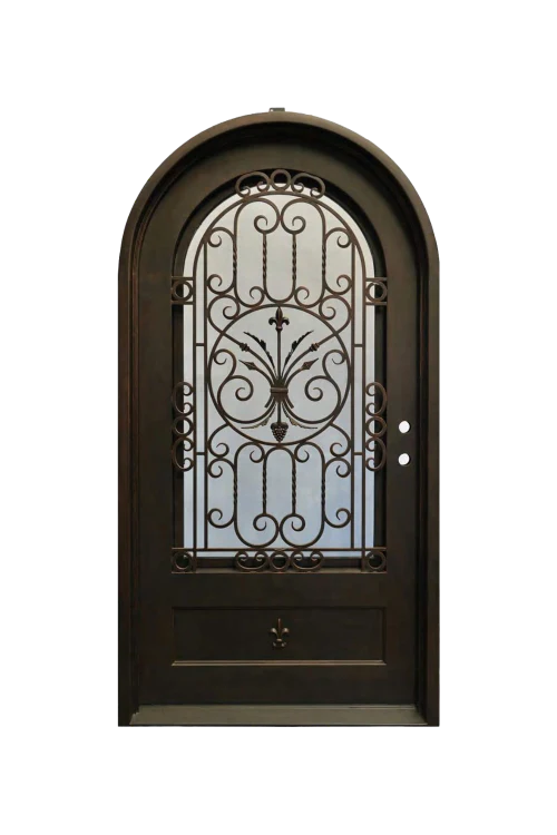 Ivy Crest Single Arched Iron Door - Omega Custom Fabrication LLC