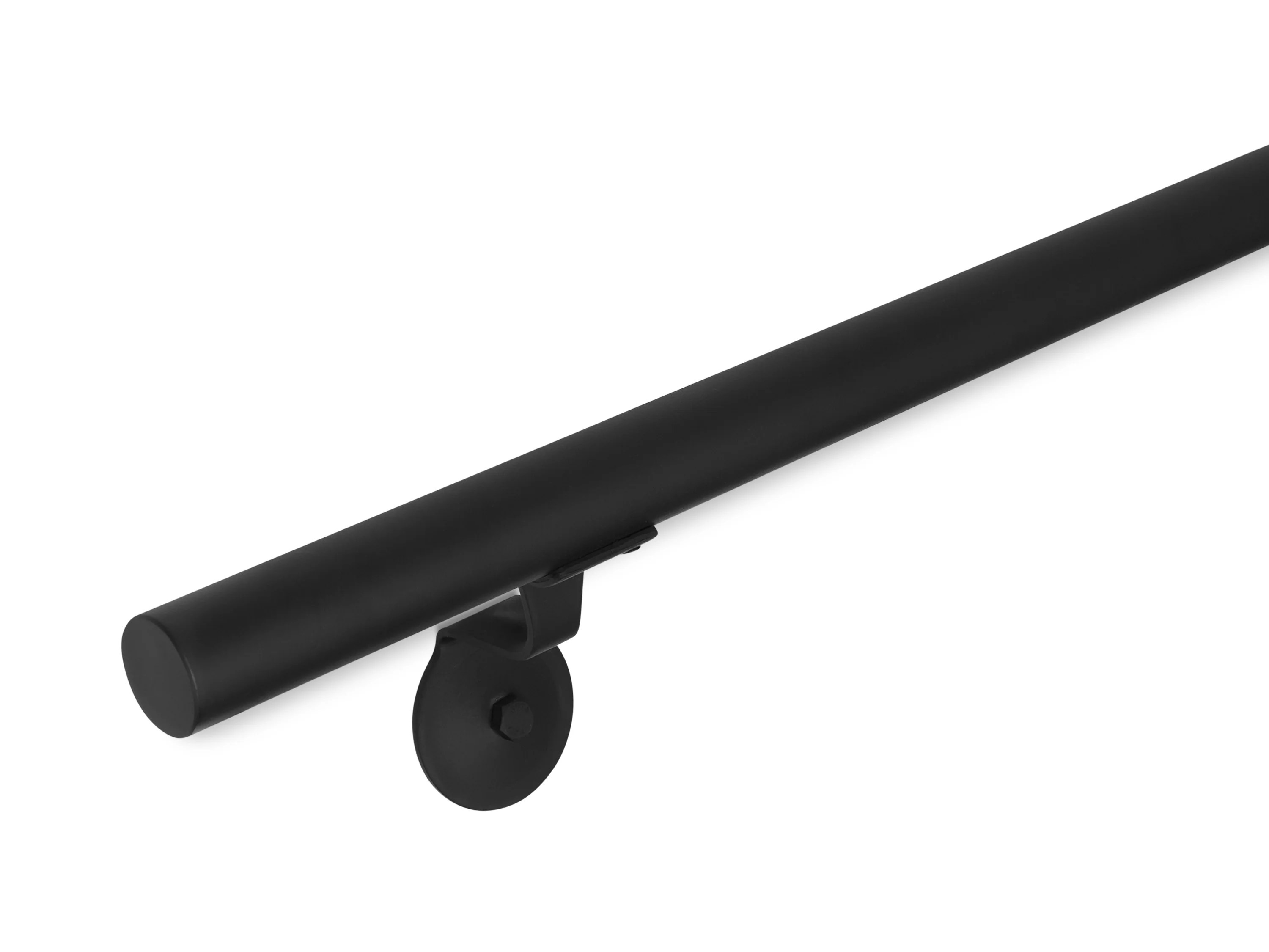 Black Iron Pipe Handrail - 1.5'' Round Wrought Iron Handrail for Stairs - Omega Custom Fabrication LLC