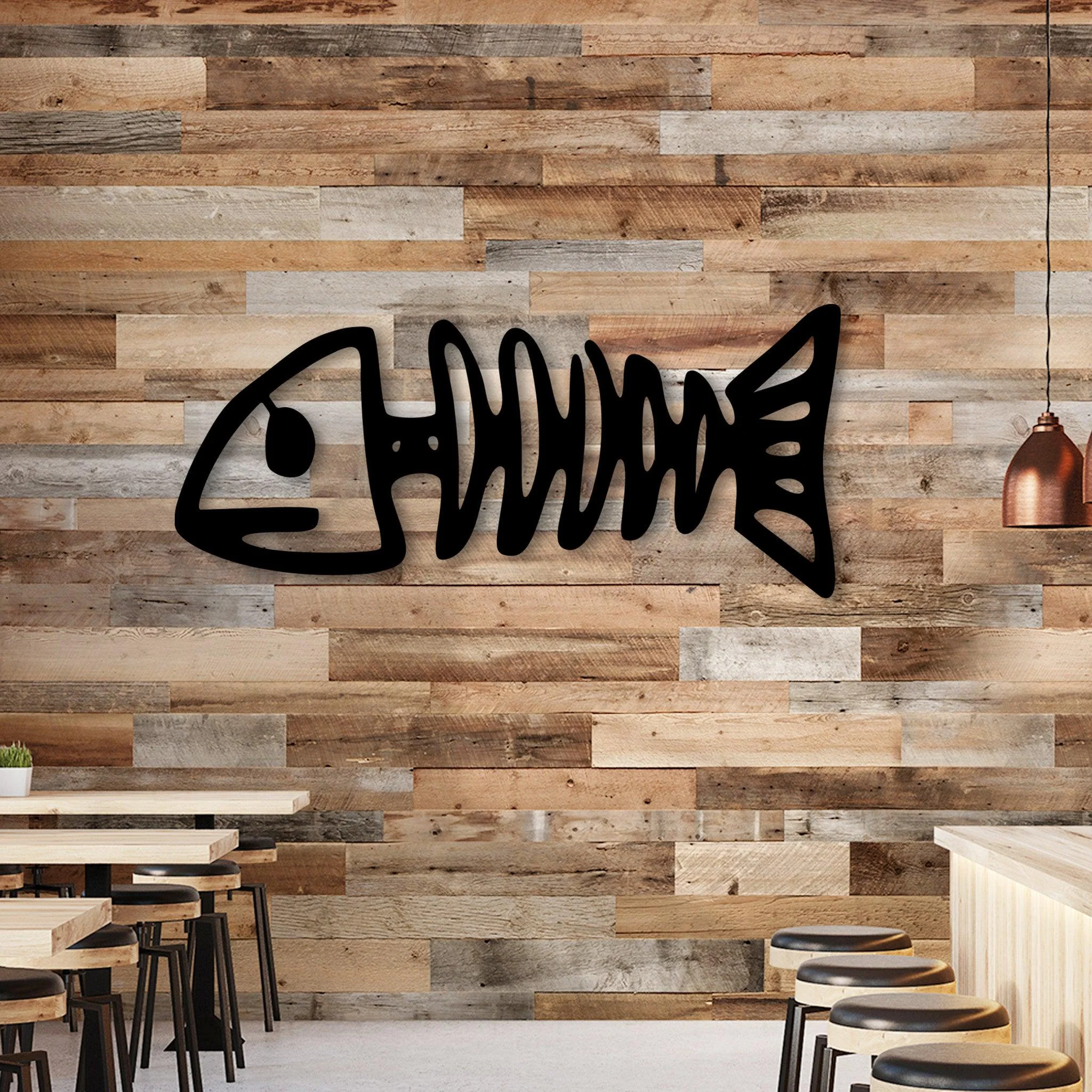 Metal Fishbones Wall Art - Omega Custom Fabrication LLC