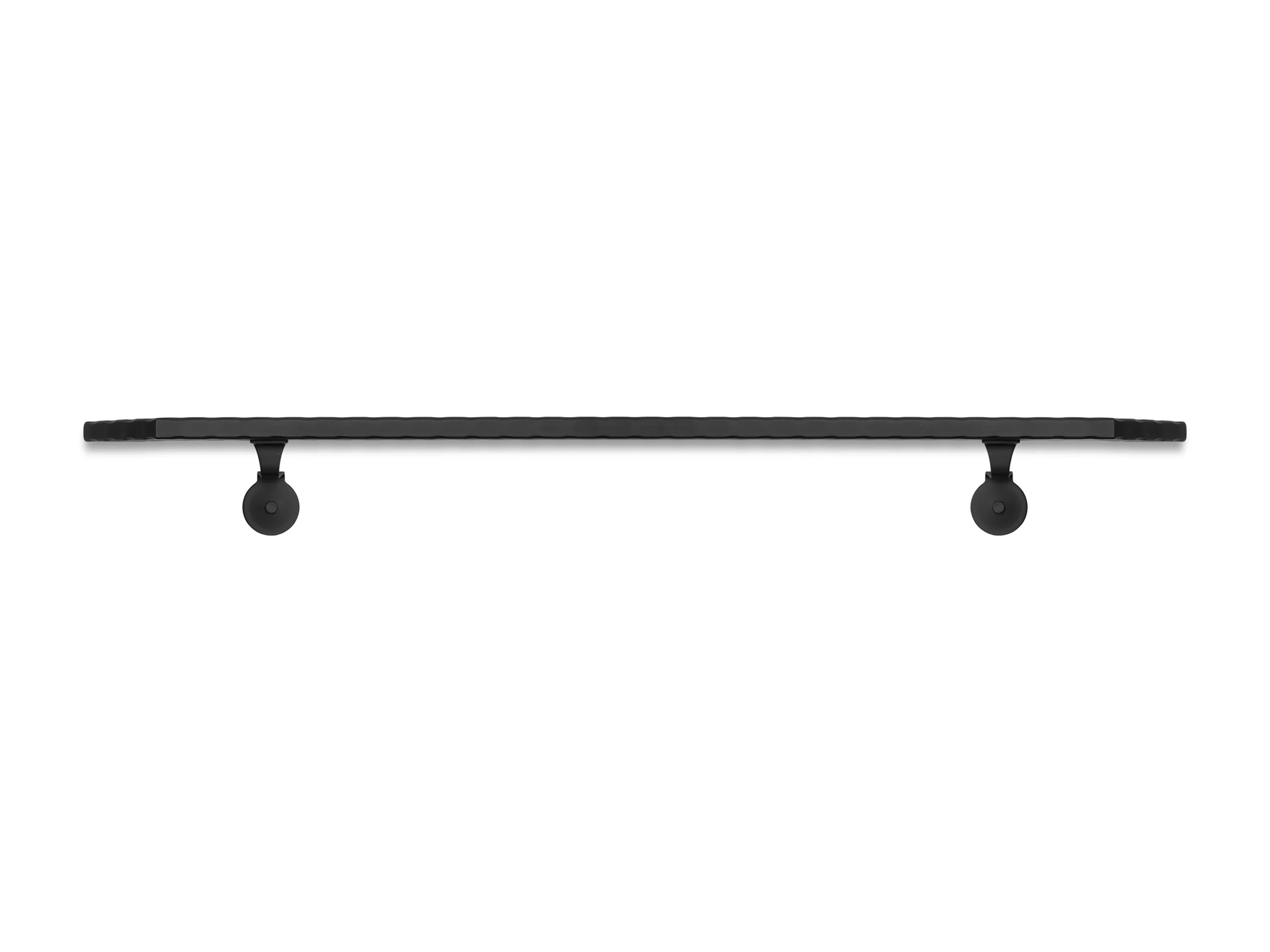 Modern Wrought Iron Handrail - 2'' x 1'' Hammered, Custom Made, with Angled Elbow and Flat Black Finish - Omega Custom Fabrication LLC