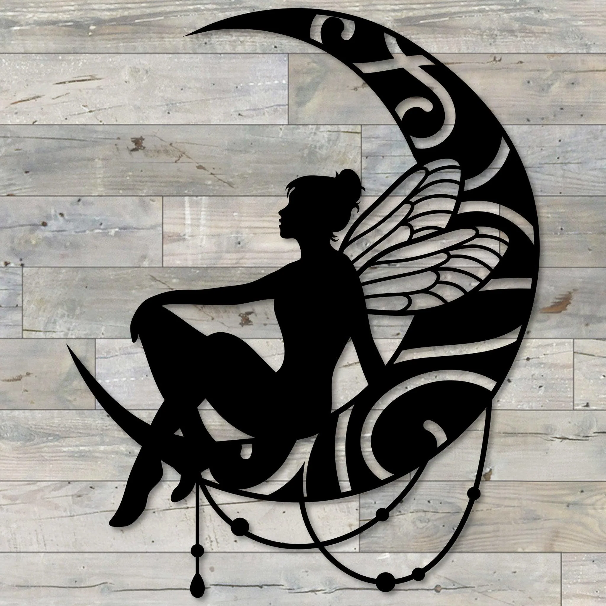 Fairy and Moon Metal Wall Decor - Omega Custom Fabrication LLC