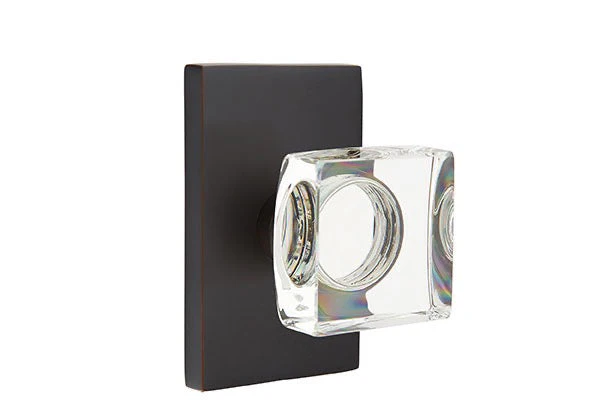 MODERN SQUARE GLASS (MSC) PRIVACY (BED/BATH) KNOB WITH 2-3/8