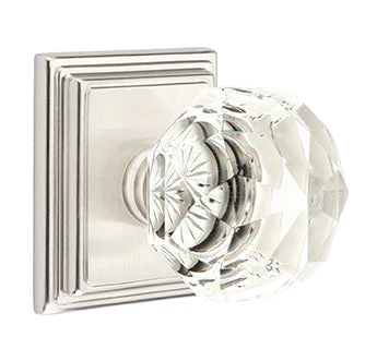 DIAMOND GLASS (CK) PASSAGE (HALL/CLOSET) KNOB WITH 2-3/8