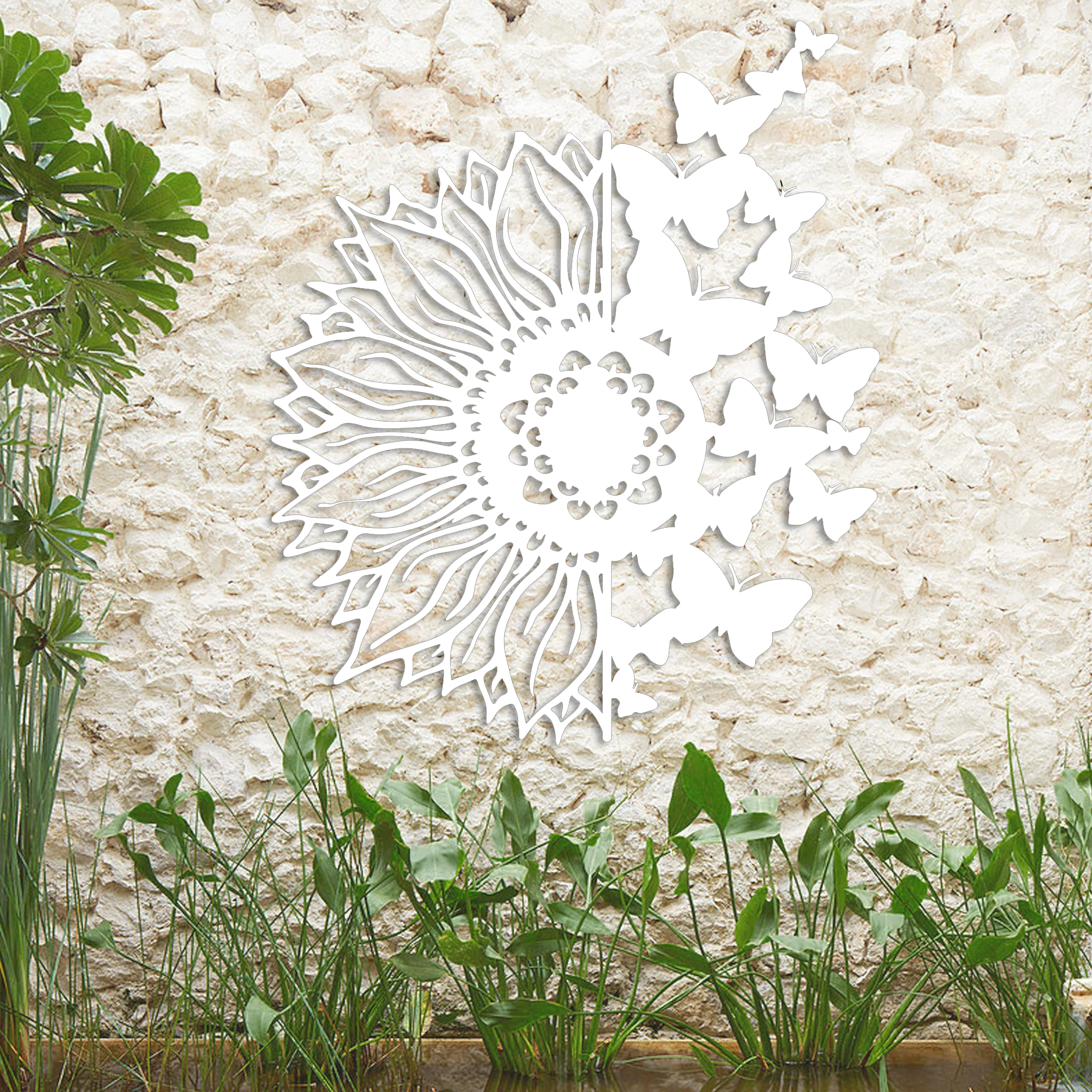 Sunflower Butterflies Metal Wall Art - Omega Custom Fabrication LLC