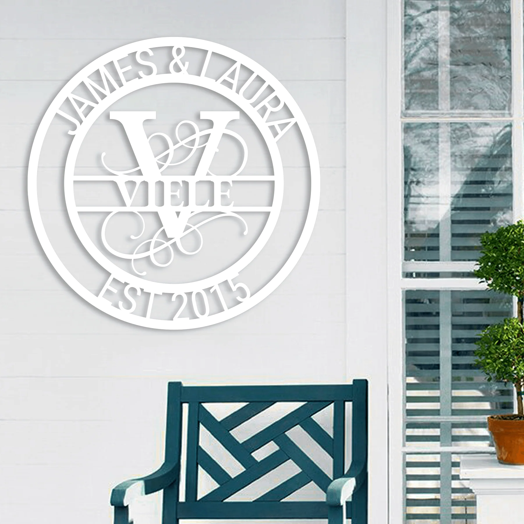 Circle Split Monogram Metal Wall Art - Omega Custom Fabrication LLC