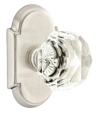 DIAMOND GLASS (CK) PASSAGE (HALL/CLOSET) KNOB WITH 2-3/8