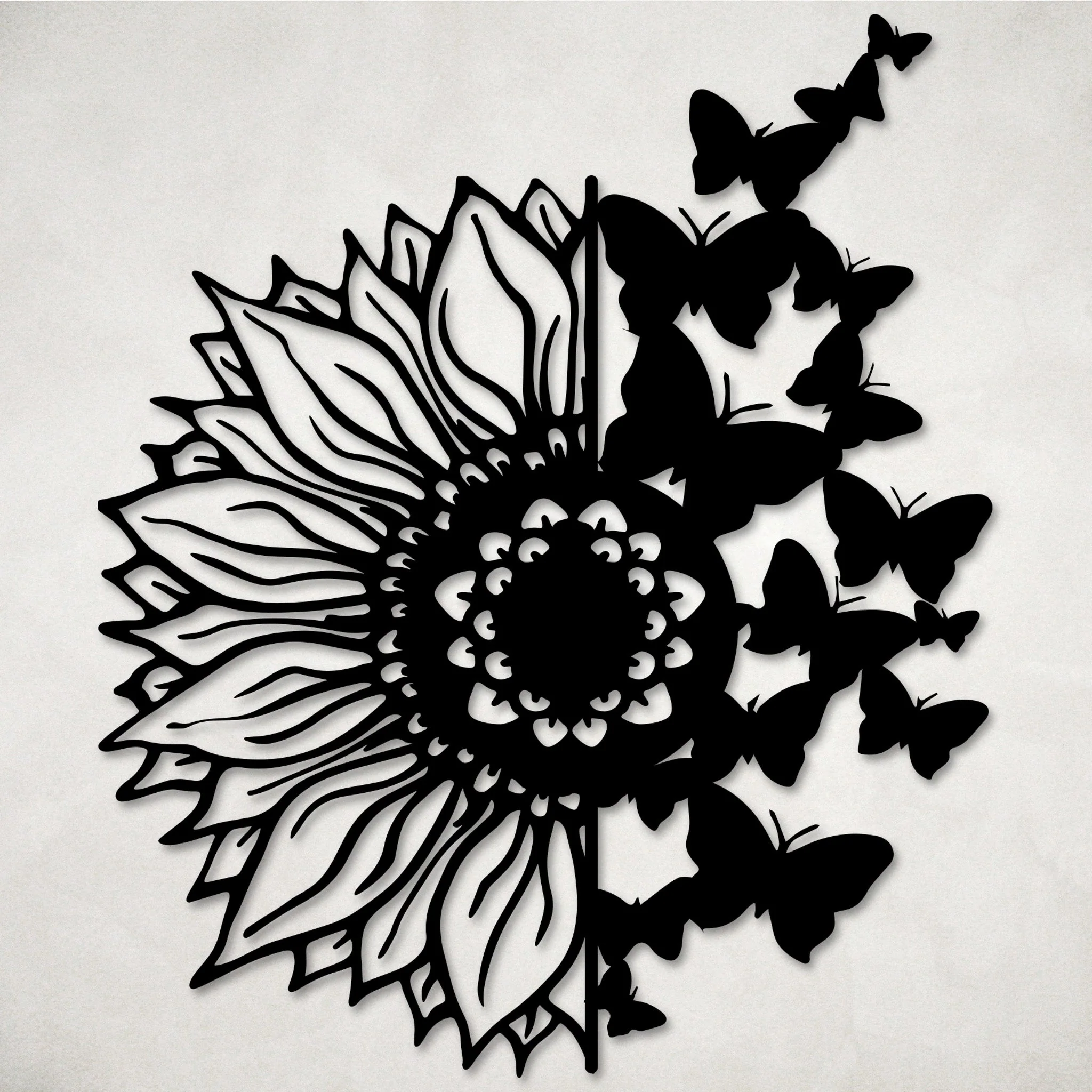 Sunflower Butterflies Metal Wall Art - Omega Custom Fabrication LLC