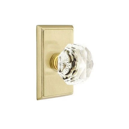 DIAMOND GLASS (CK) PASSAGE (HALL/CLOSET) KNOB WITH 2-3/8