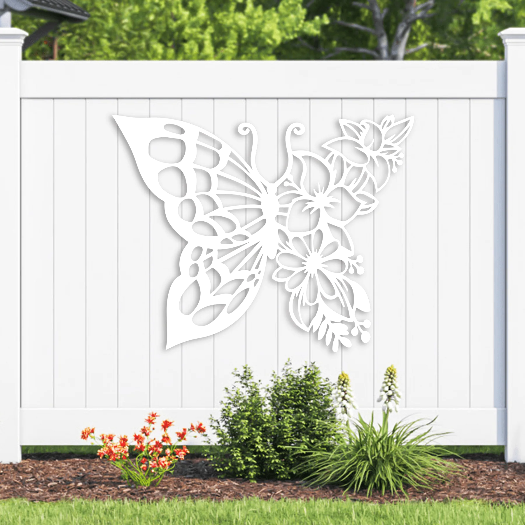 Butterfly Flowers Metal Wall Art - Omega Custom Fabrication LLC