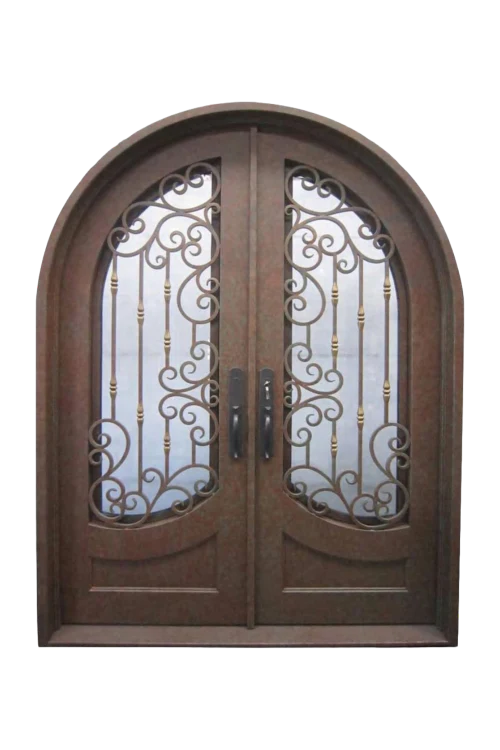 Rustic Trellis Arched Iron Door - Omega Custom Fabrication LLC
