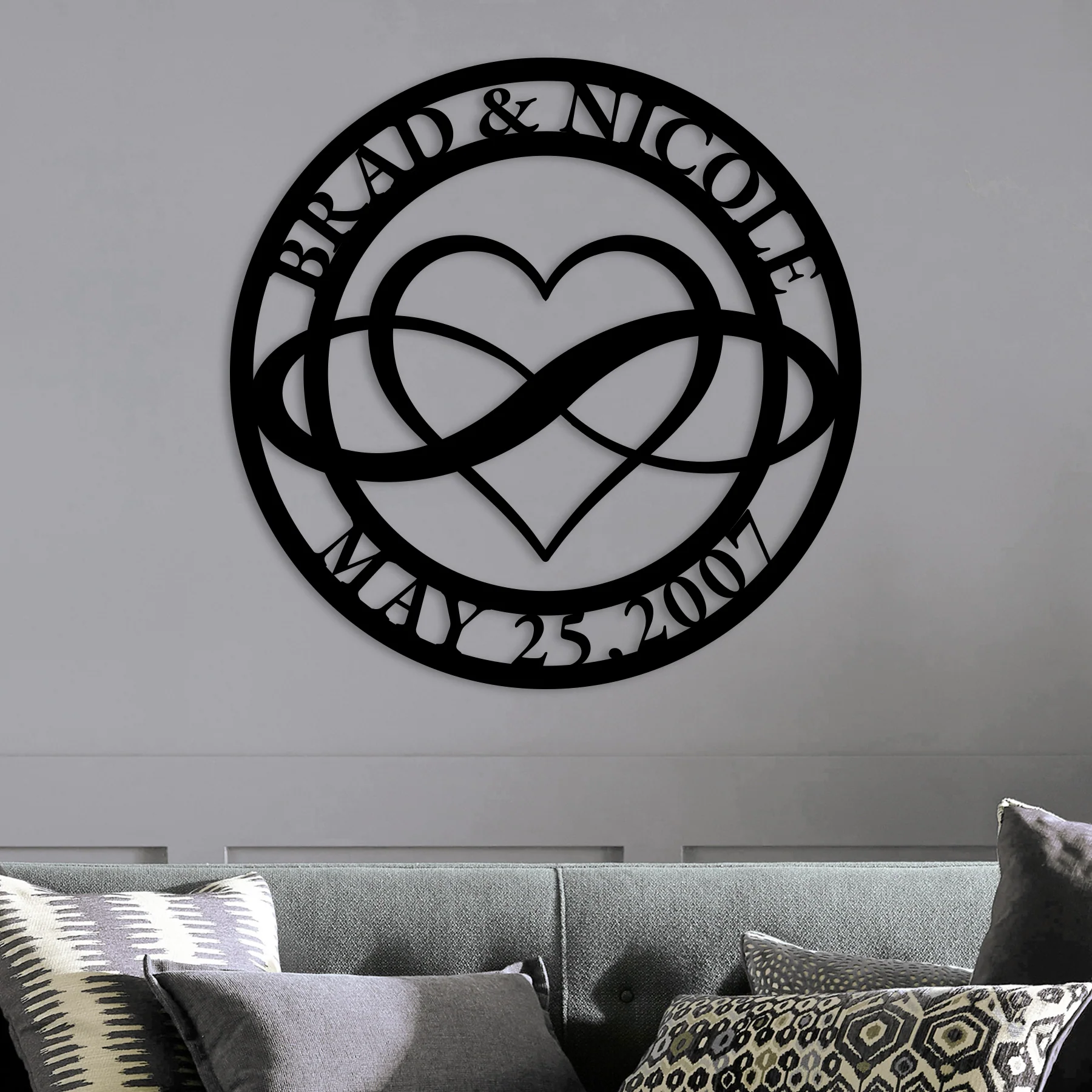Custom Couple Infinity Heart Metal Art - Omega Custom Fabrication LLC