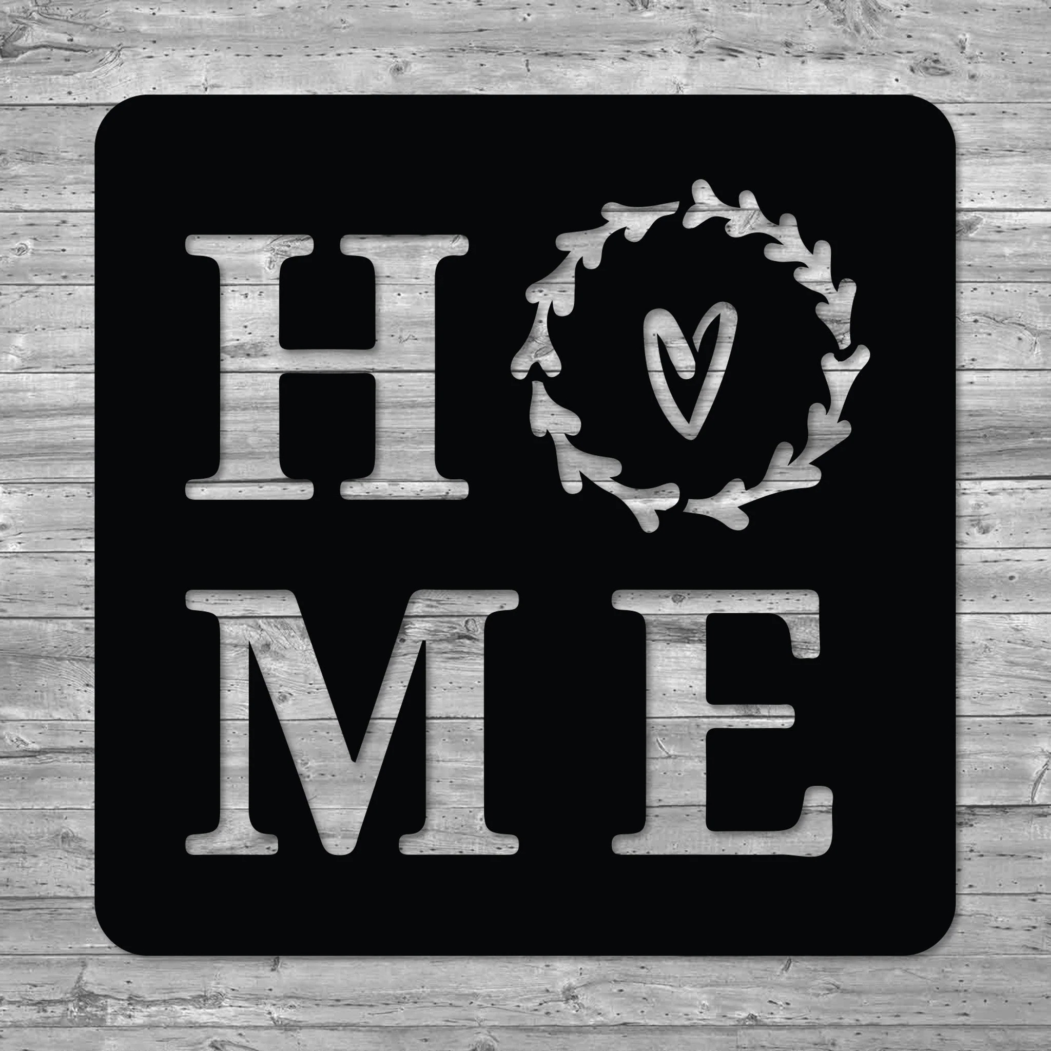 Home Heart Square Metal Sign - Omega Custom Fabrication LLC