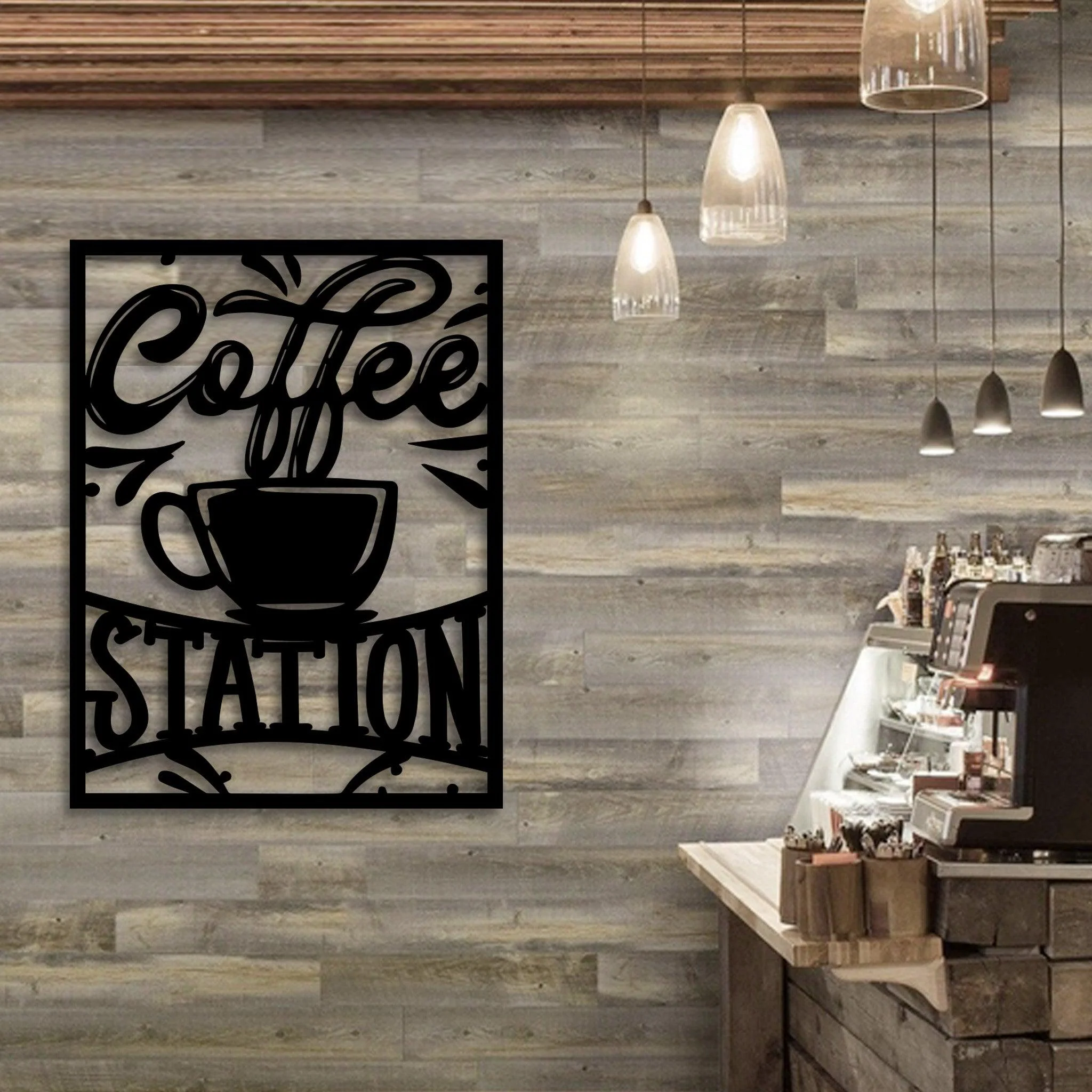 Coffee Station Metal Sign - Omega Custom Fabrication LLC