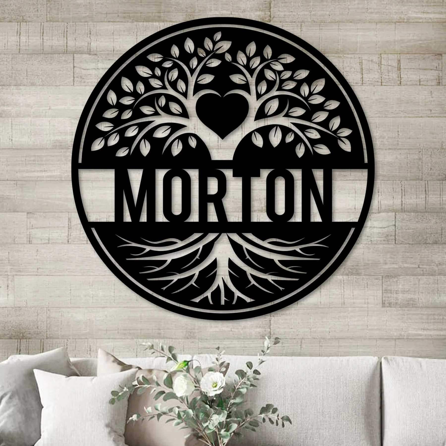 Custom Family Tree With Heart Metal Wall Decor - Omega Custom Fabrication LLC