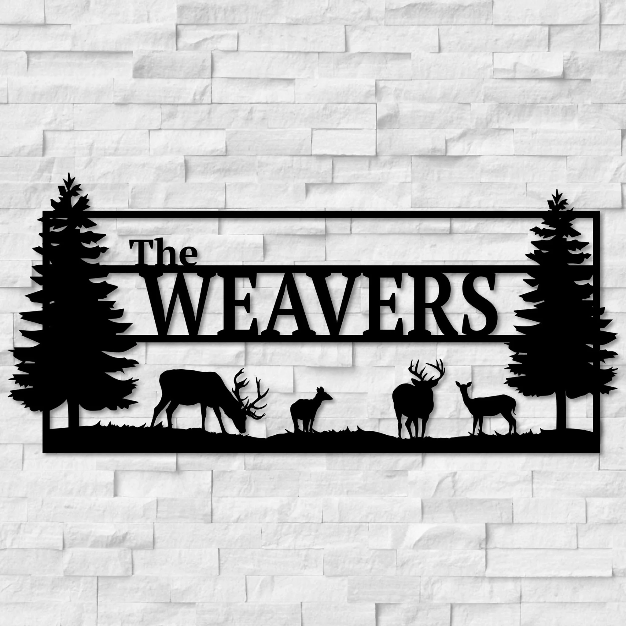 Custom Deer Metal Art With Family Name - Omega Custom Fabrication LLC