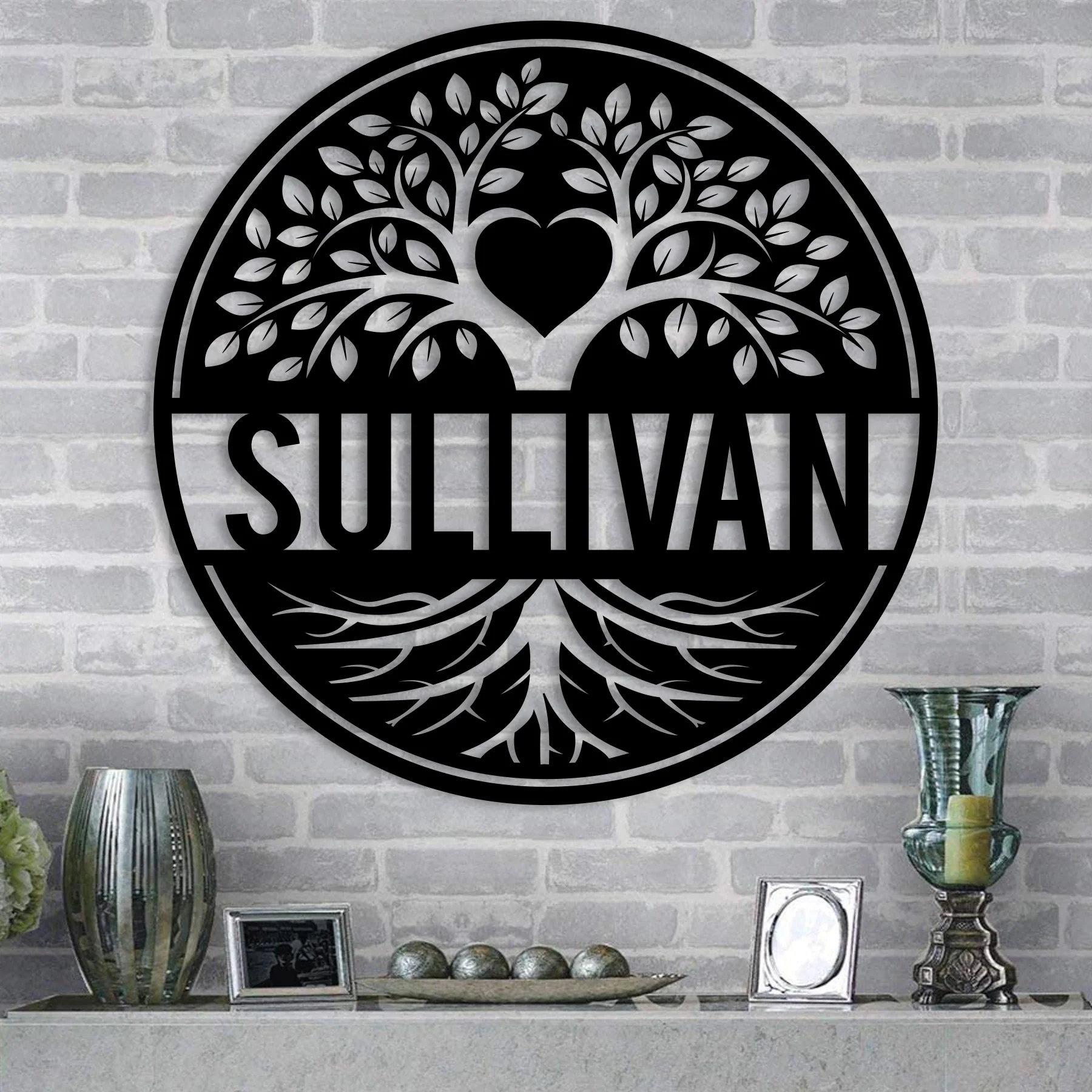 Custom Family Tree With Heart Metal Wall Decor - Omega Custom Fabrication LLC