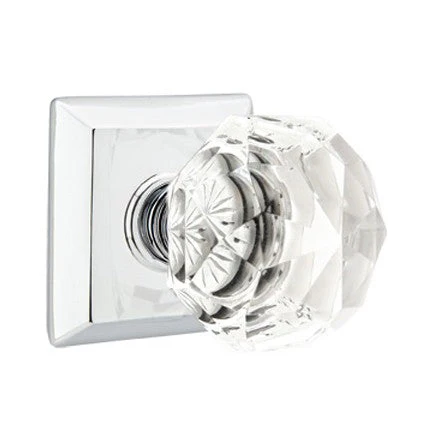 DIAMOND GLASS (CK) PASSAGE (HALL/CLOSET) KNOB WITH 2-3/8