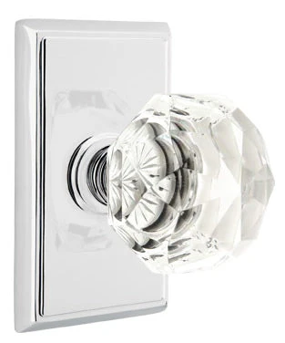 DIAMOND GLASS (CK) PASSAGE (HALL/CLOSET) KNOB WITH 2-3/8