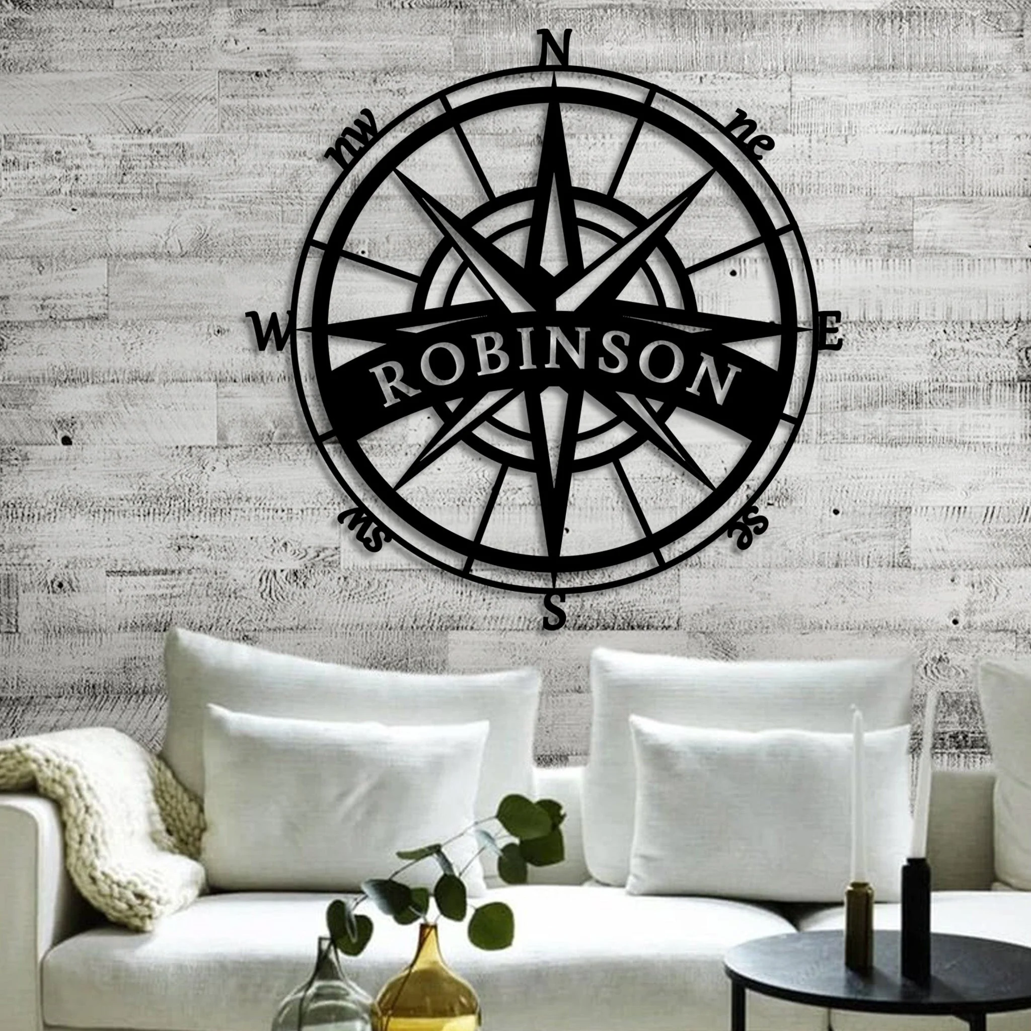 Custom Compass Metal Wall Art - Omega Custom Fabrication LLC