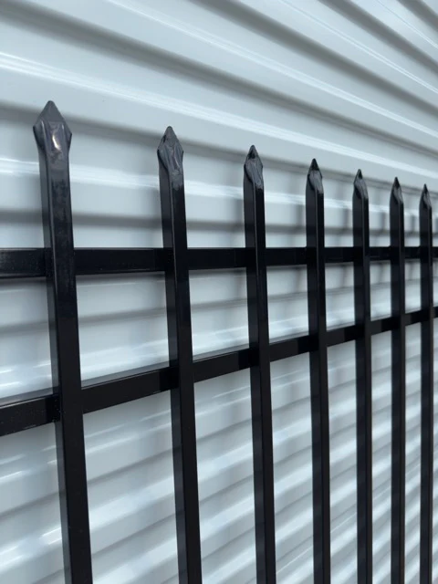 Metal Fence Pressed Point Powder Coated 6 ft. x 8 ft. Pickets 3/4 Three Rails - Omega Custom Fabrication LLC