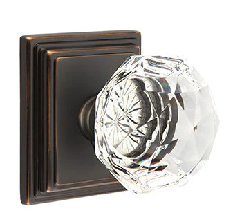 DIAMOND GLASS (CK) PASSAGE (HALL/CLOSET) KNOB WITH 2-3/8