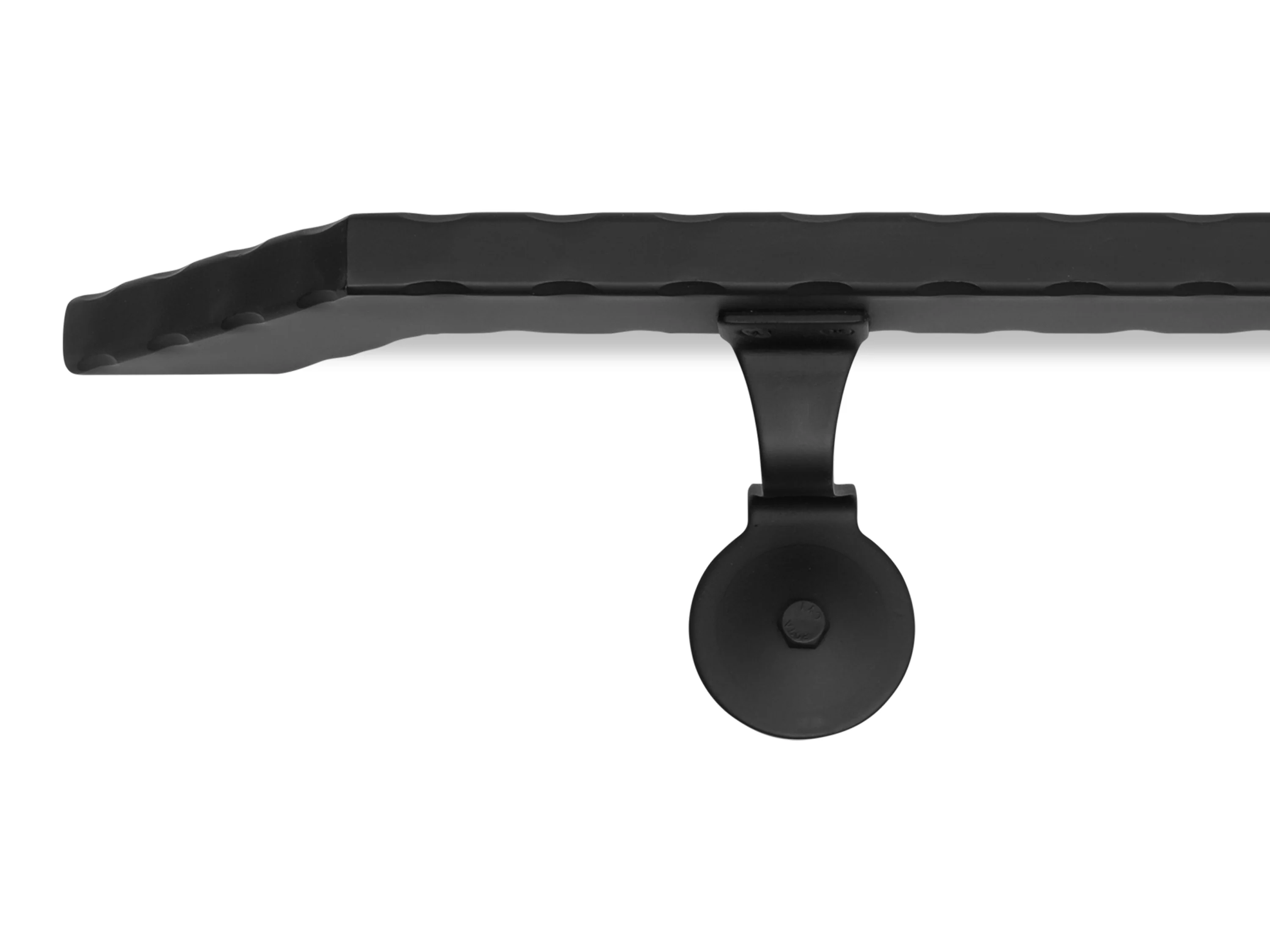 Modern Wrought Iron Handrail - 2'' x 1'' Hammered, Custom Made, with Angled Elbow and Flat Black Finish - Omega Custom Fabrication LLC