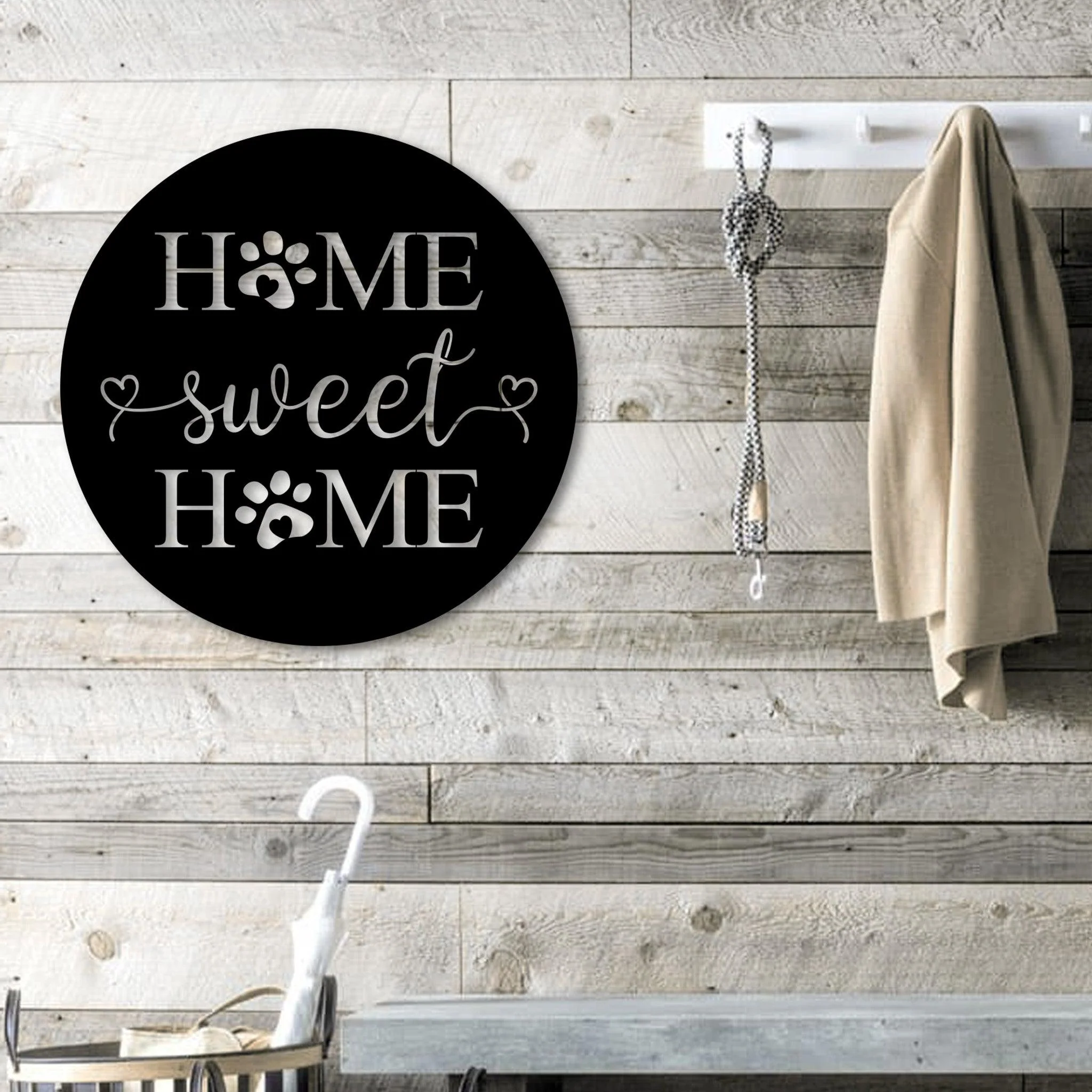 Home Sweet Home Paws Metal Wall Décor - Omega Custom Fabrication LLC