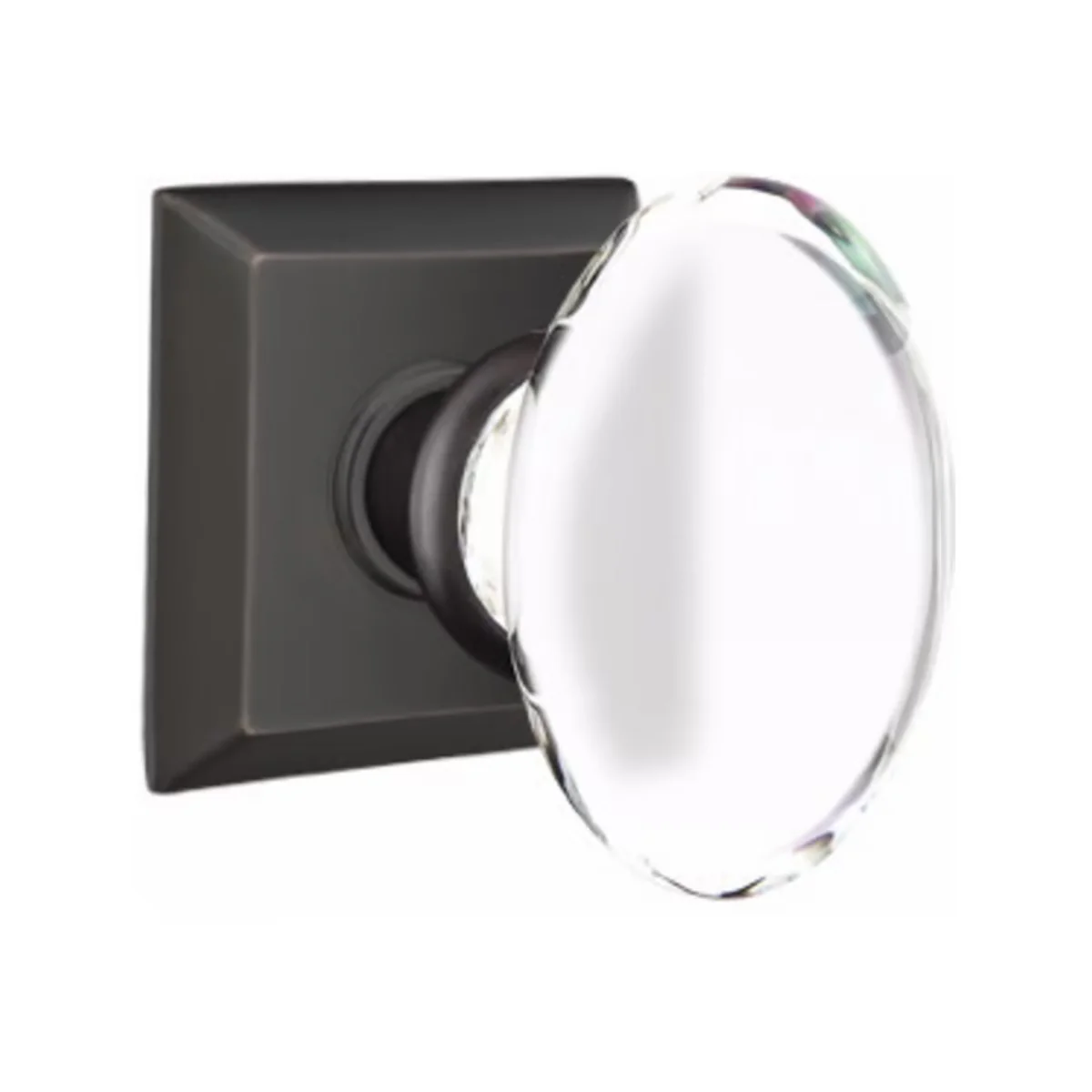 HAMPTON GLASS (HT) DUMMY (PAIR) KNOB WITH TRADITIONAL ROSETTE - Omega Custom Fabrication LLC