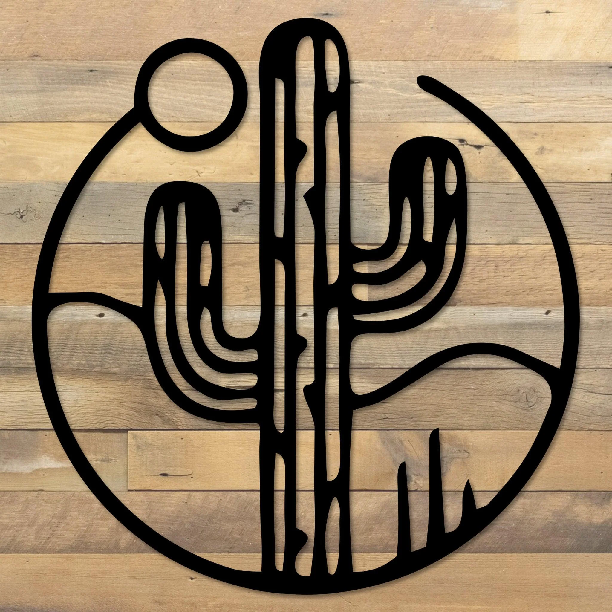 Round Desert Cactus Metal Wall Decor - Omega Custom Fabrication LLC