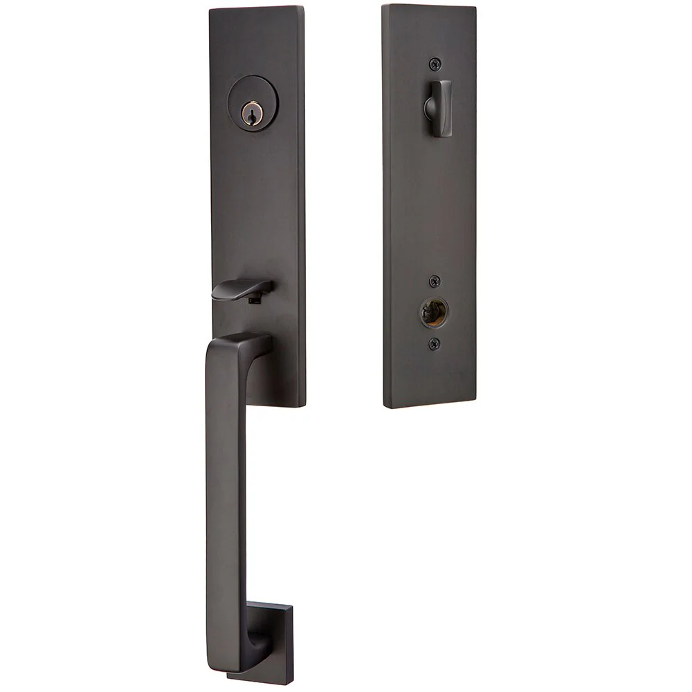 DAVOS FLAT BLACK (US19) HANDLESET SINGLE-CYLINDER [4818] W/ 2-3/8