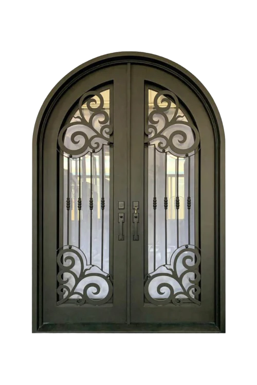 Caged Moth Arched Iron Door - Omega Custom Fabrication LLC