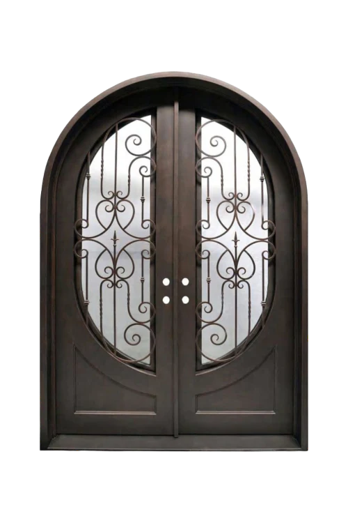 Ornate Passage Arched Iron Door - Omega Custom Fabrication LLC