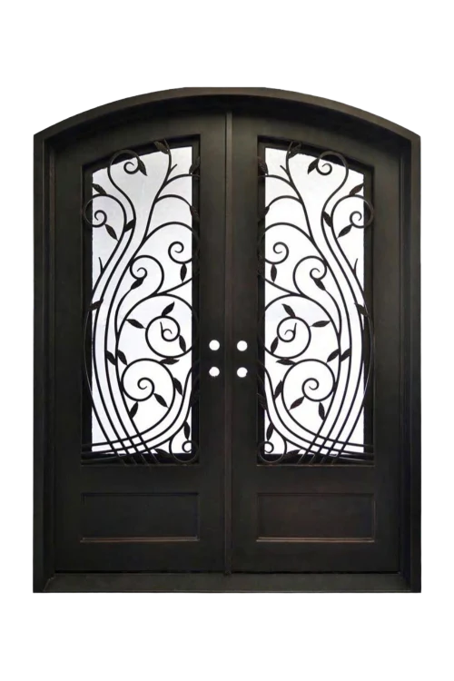Floral Crescendo Arched Iron Door - Omega Custom Fabrication LLC
